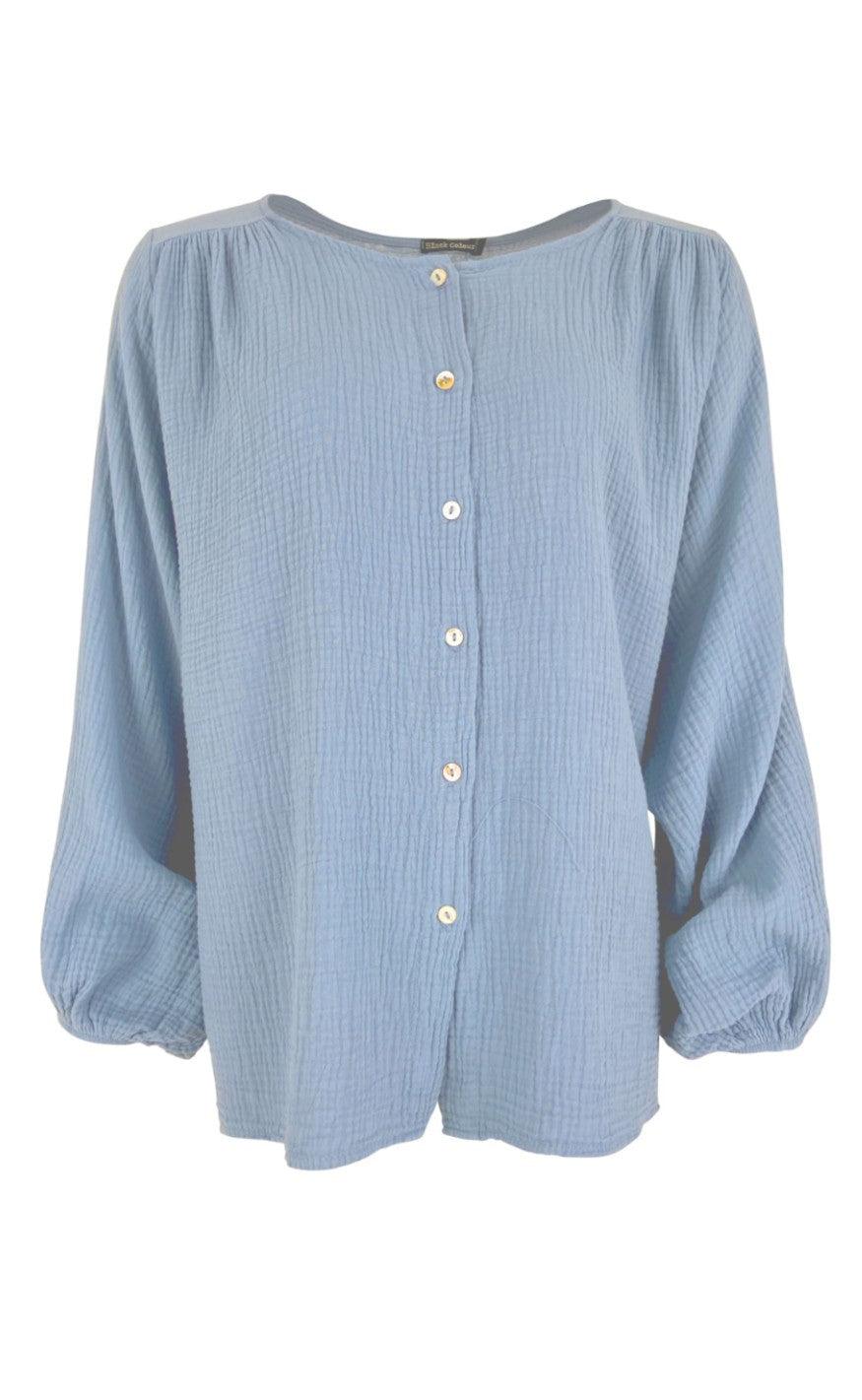 Black Colour Bluse - Dune Puff - Lt. Blue