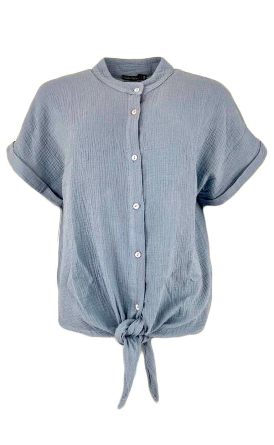 Black Colour Bluse - Dune Tie - Lt. Blue