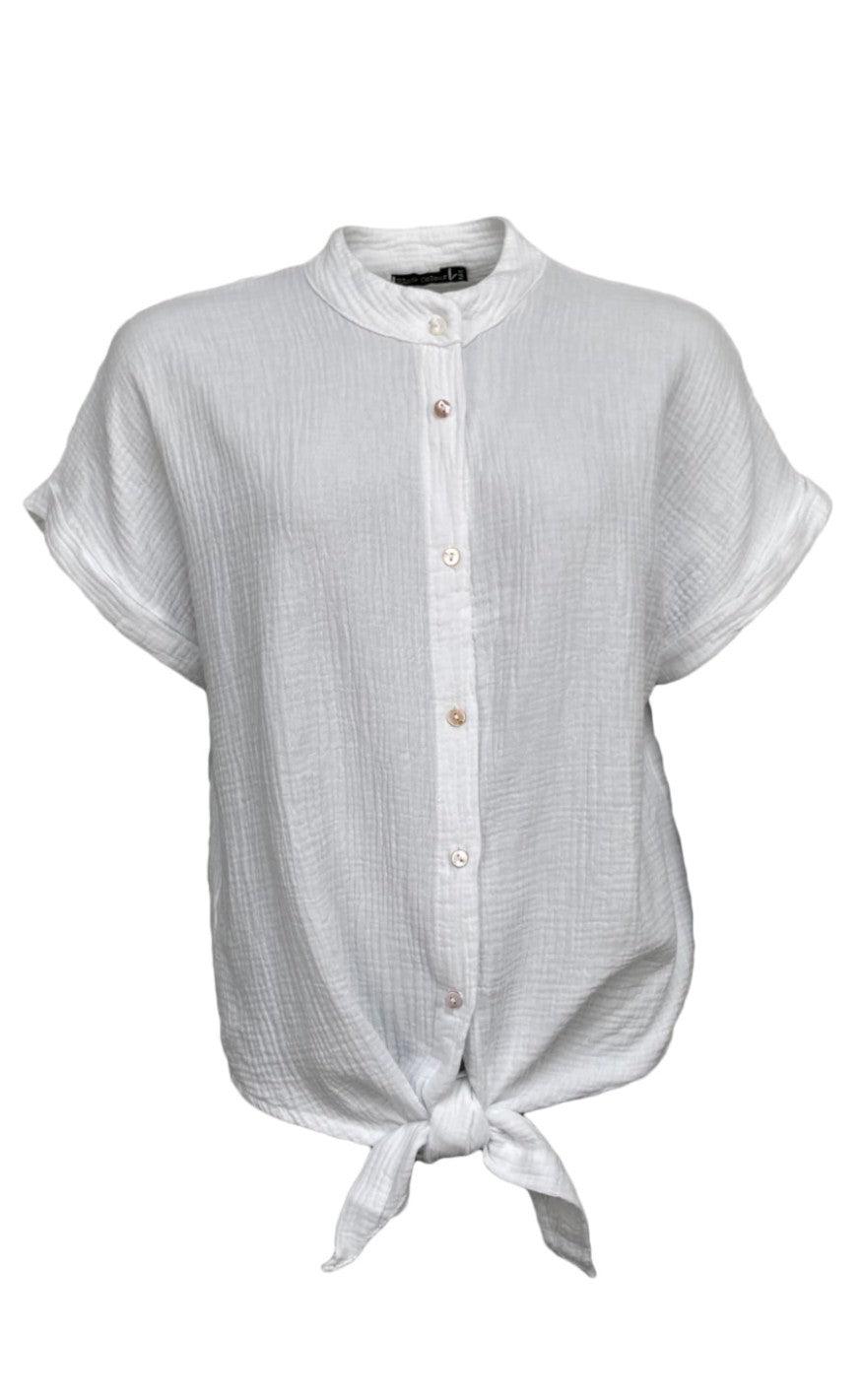 Black Colour Bluse - Dune Tie - White