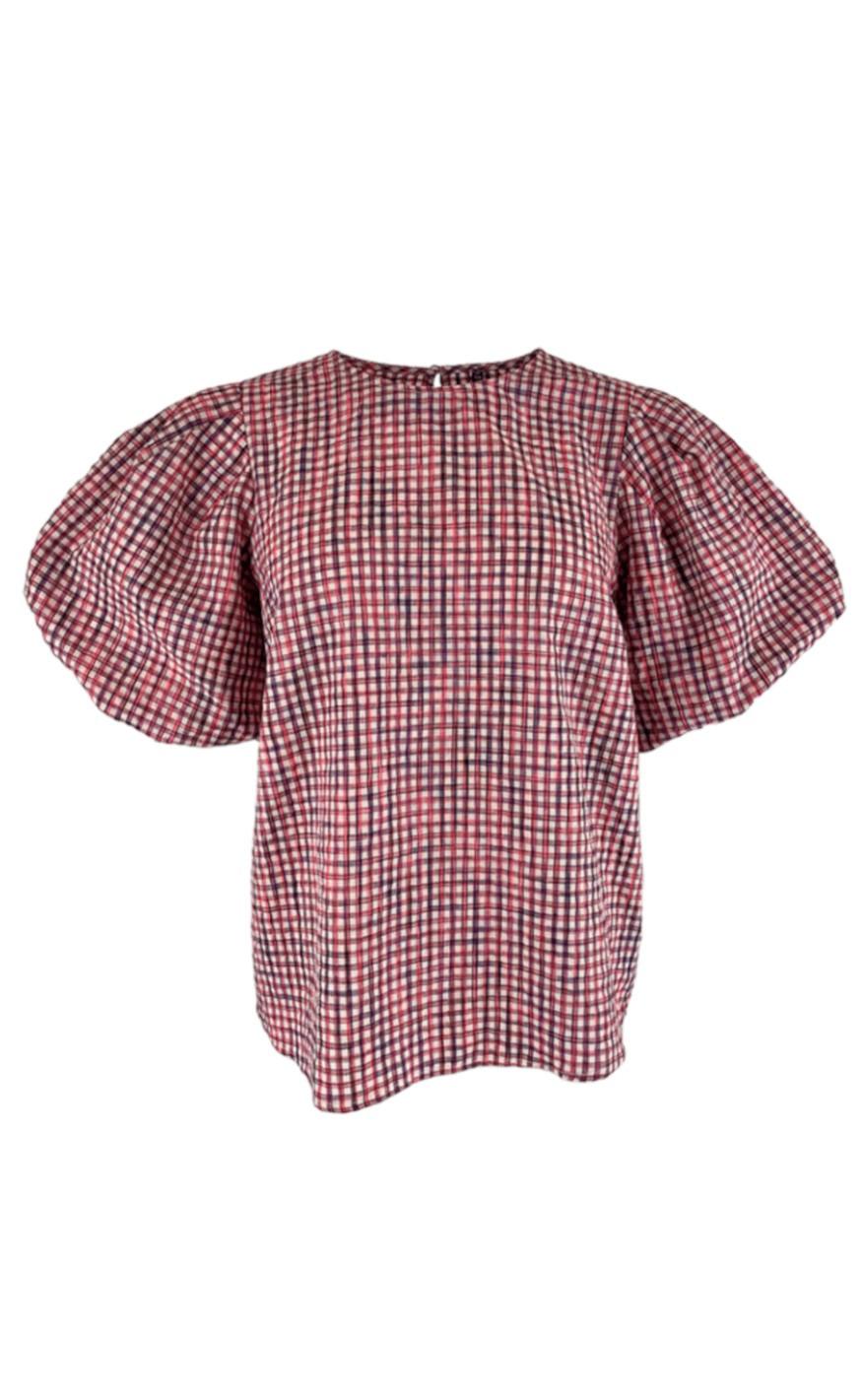 Black Colour Bluse - Ester Chekered - Pink