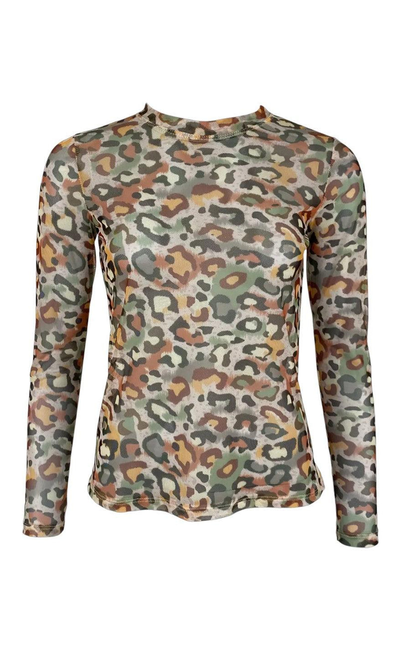 Black Colour Bluse - Florence Mesh - Army Jungle