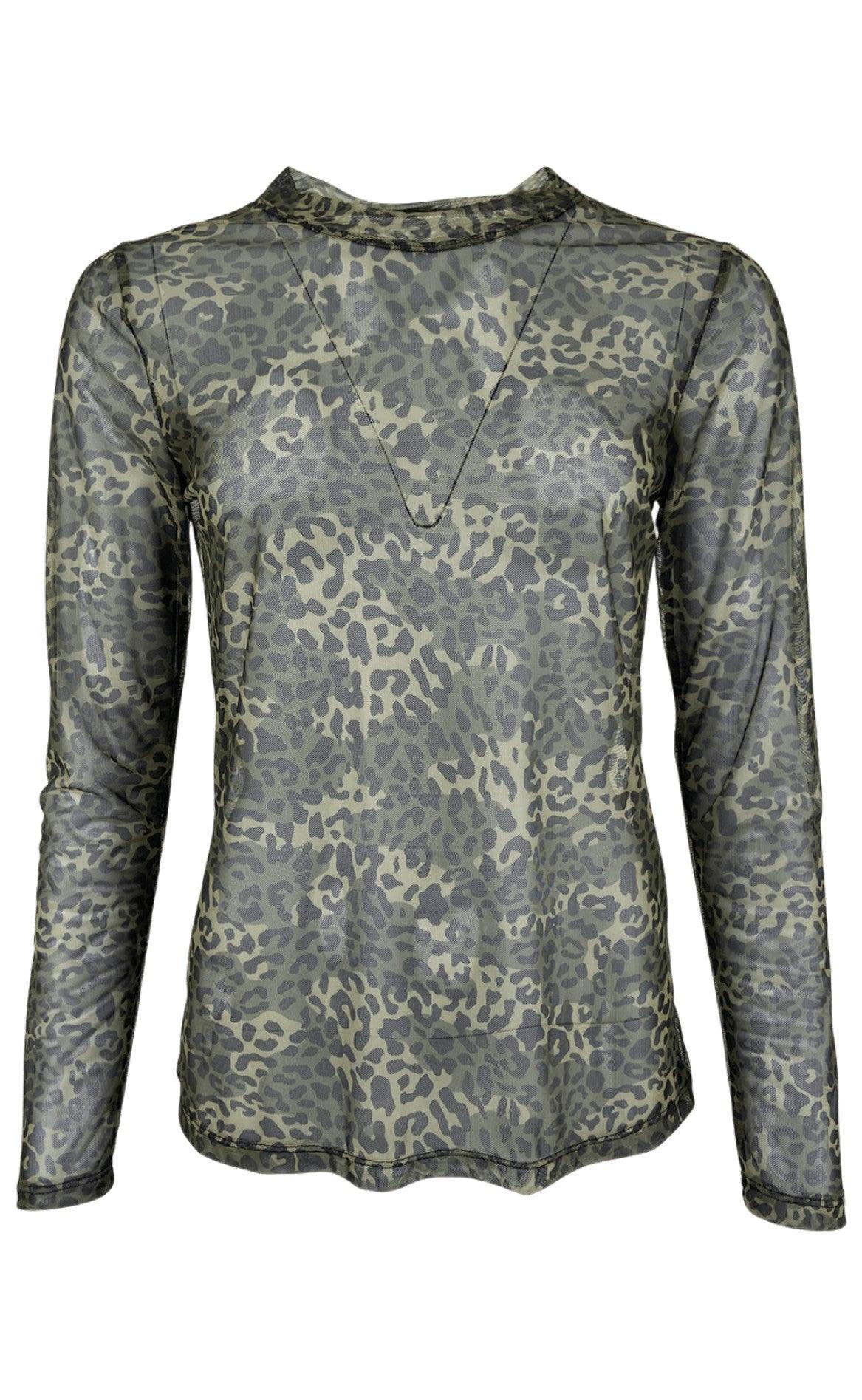 Black Colour Bluse - Florence Mesh - Army Leo