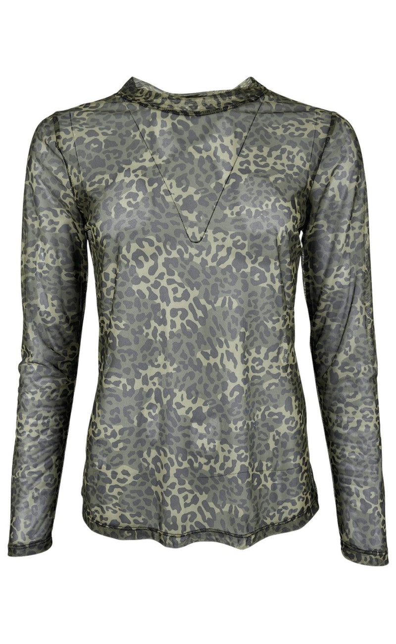 Black Colour Bluse - Florence Mesh - Army Leo