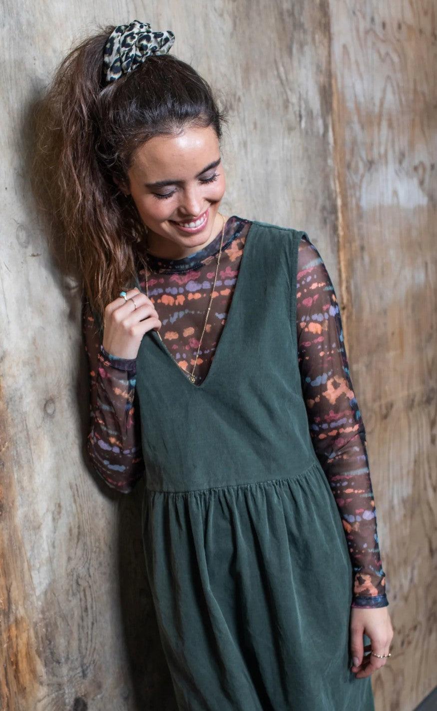 Black Colour Bluse - Florence Mesh - Black Stain