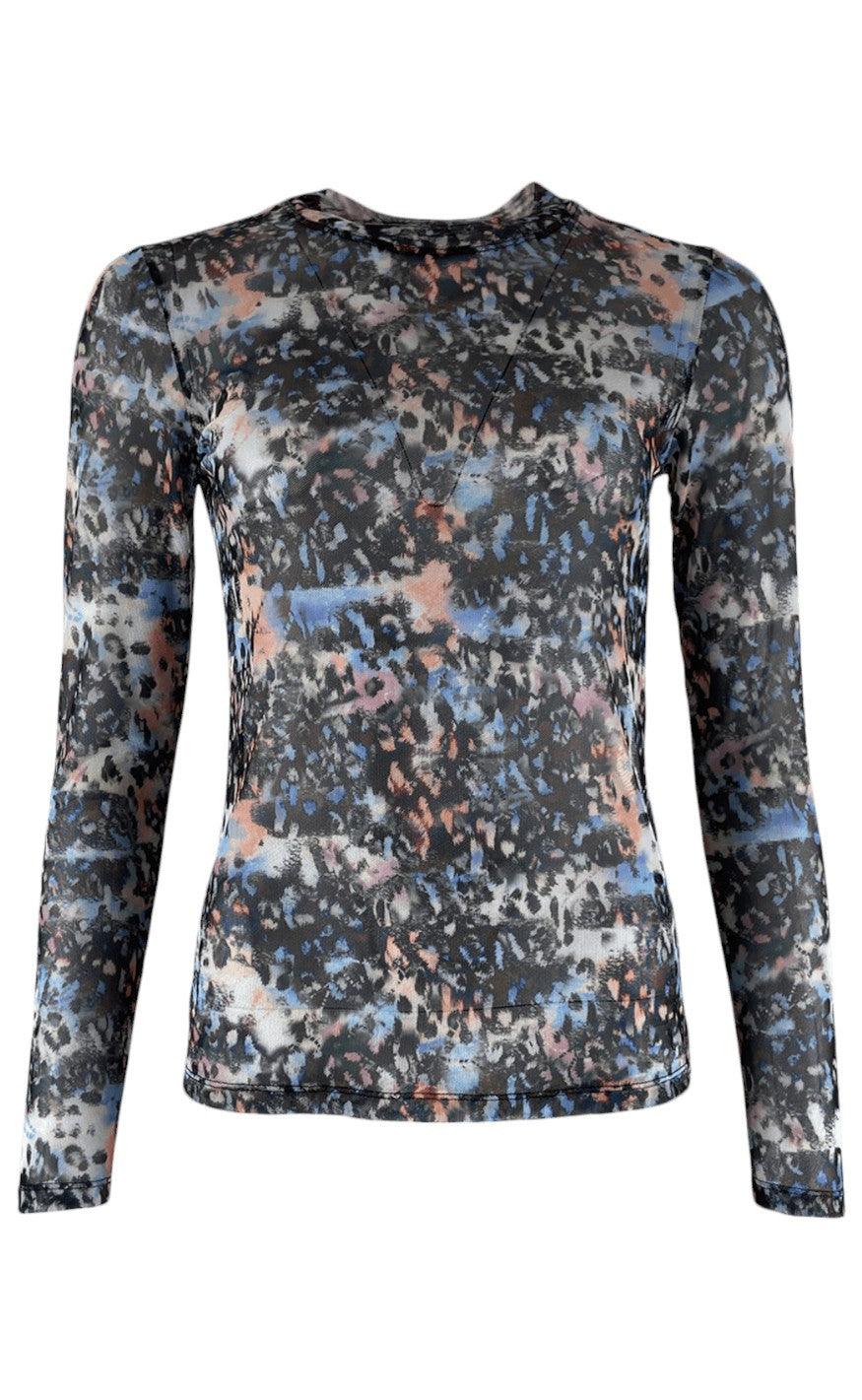 Black Colour Bluse - Florence Mesh - Black/Blue