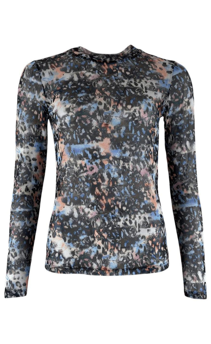 Black Colour Bluse - Florence Mesh - Black/Blue