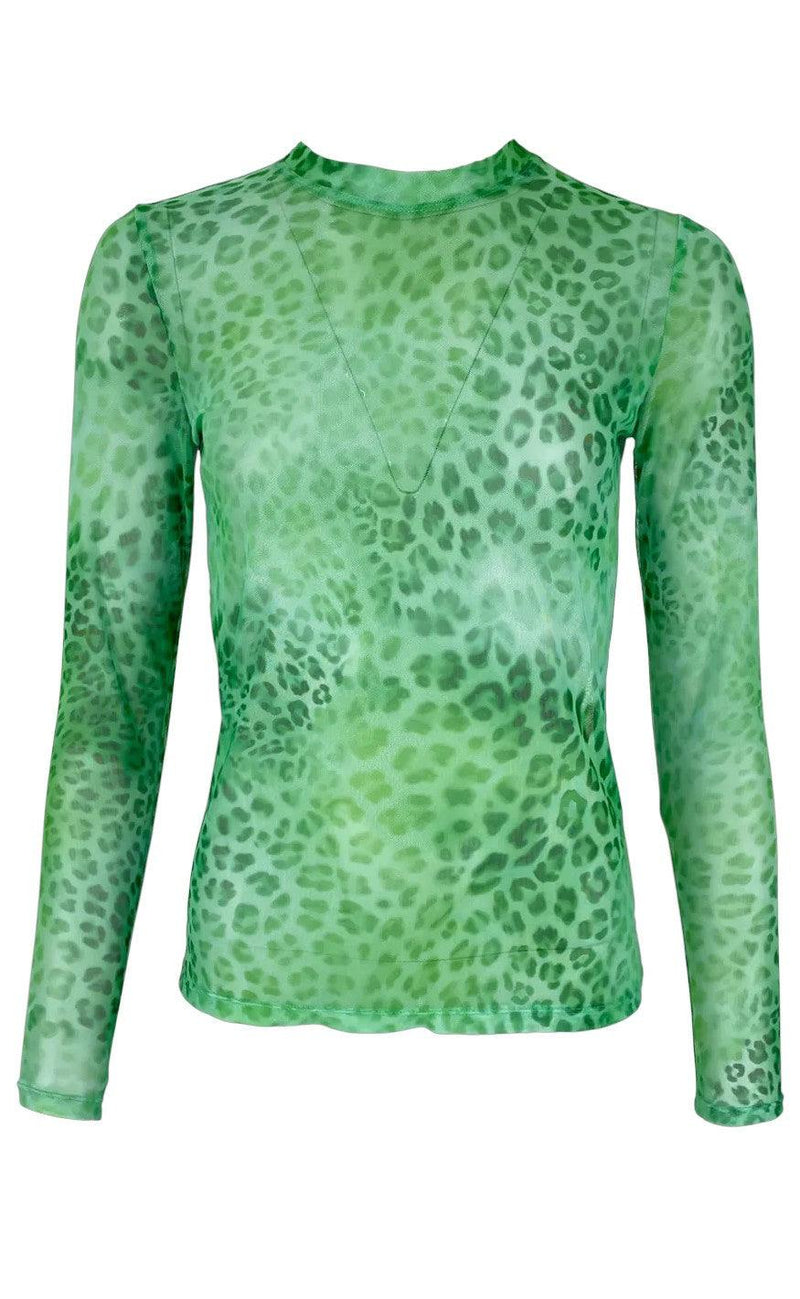 Black Colour Bluse - Florence Mesh - Green Leo