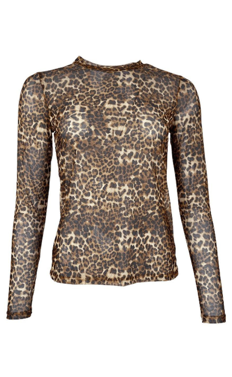 Black Colour Bluse - Florence Mesh - Leopard