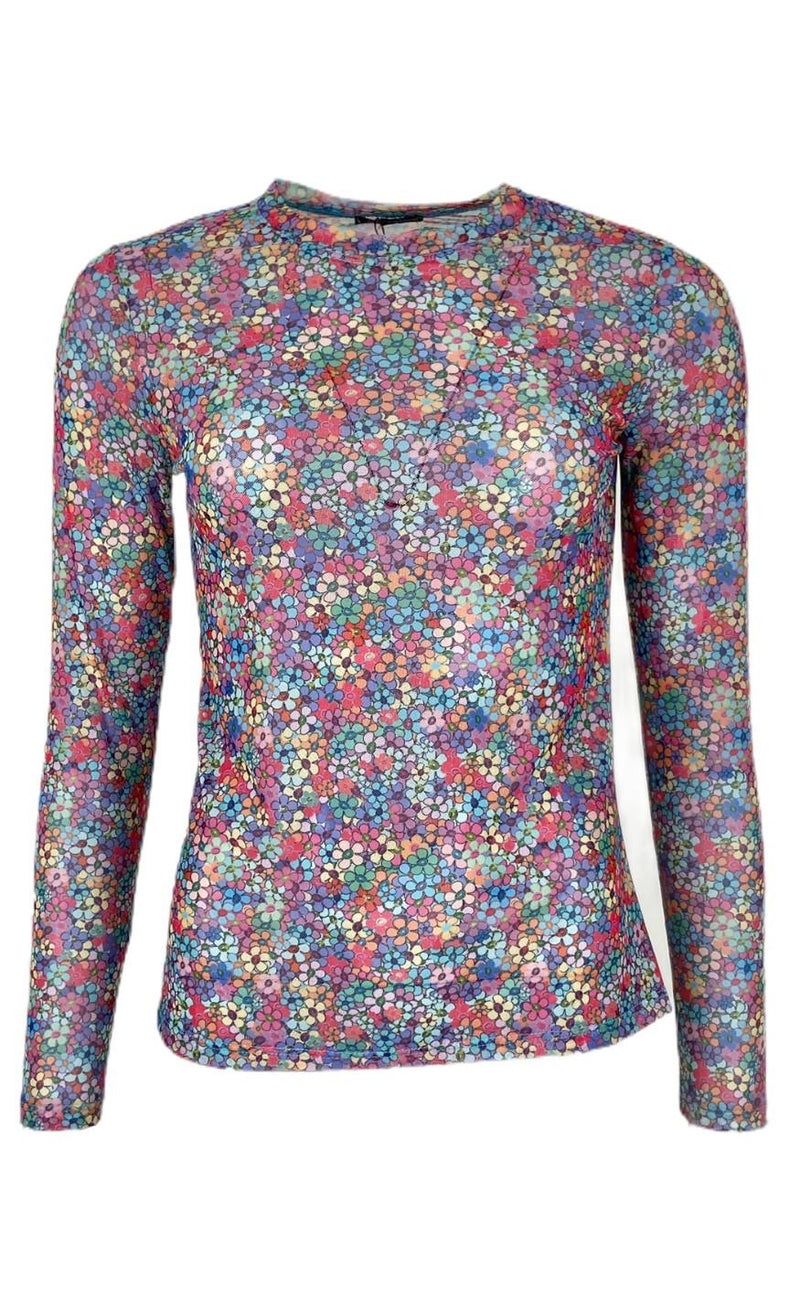 Black Colour Bluse - Florence Mesh - Multi Daisy