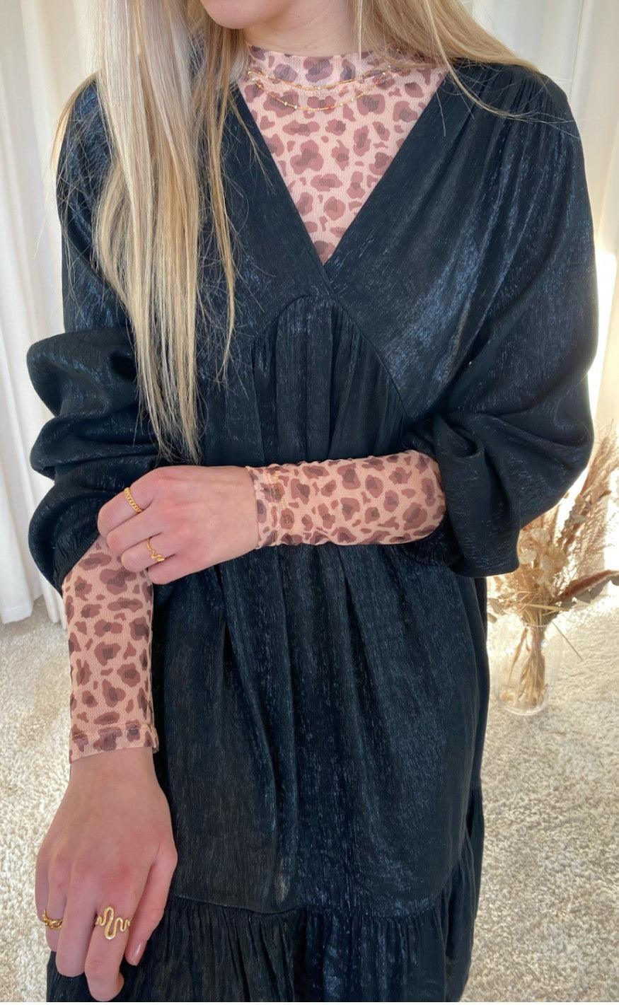 Black Colour Bluse - Florence Mesh - Peach Leo