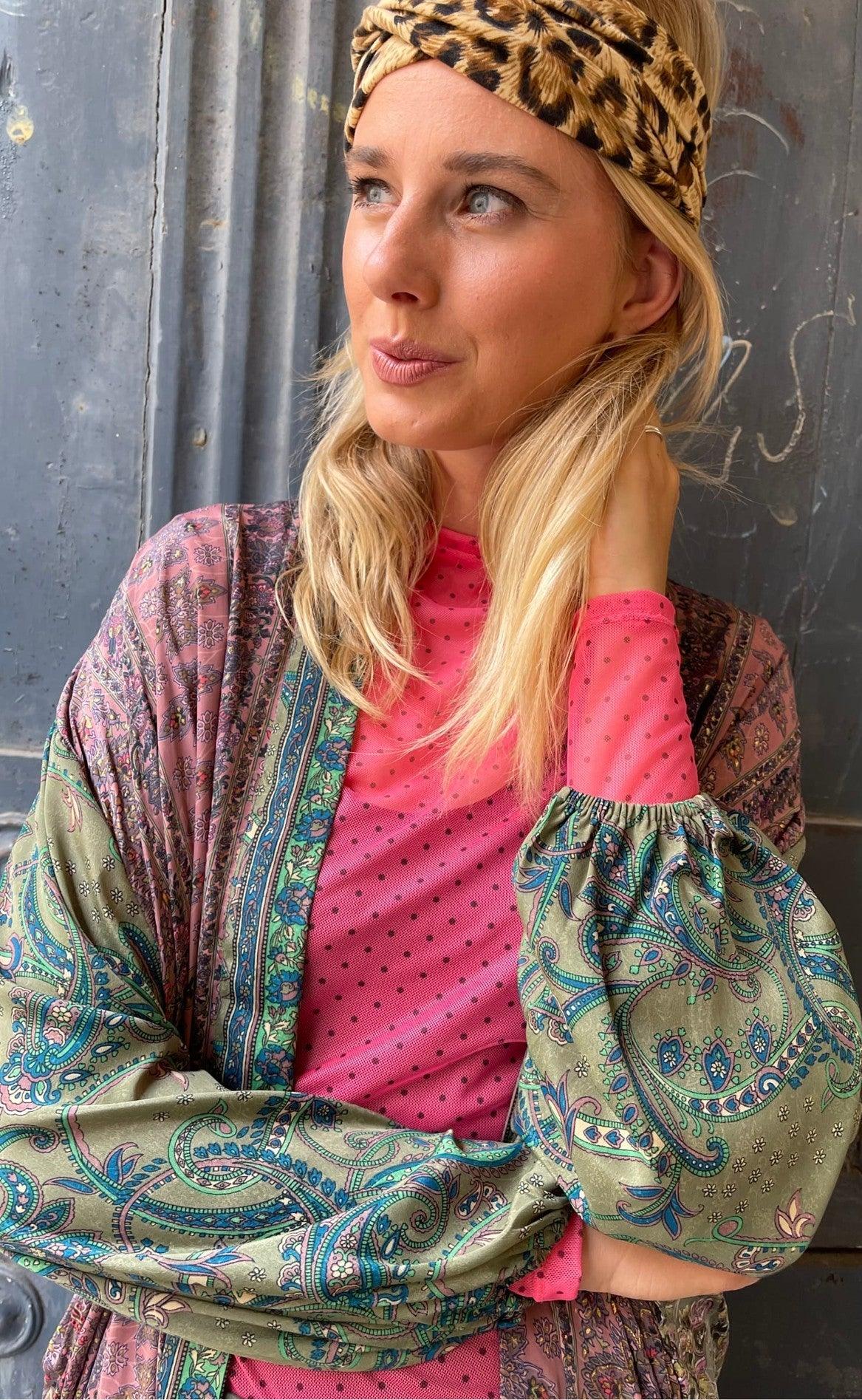 Black Colour Bluse - Florence Mesh - Pink Dot