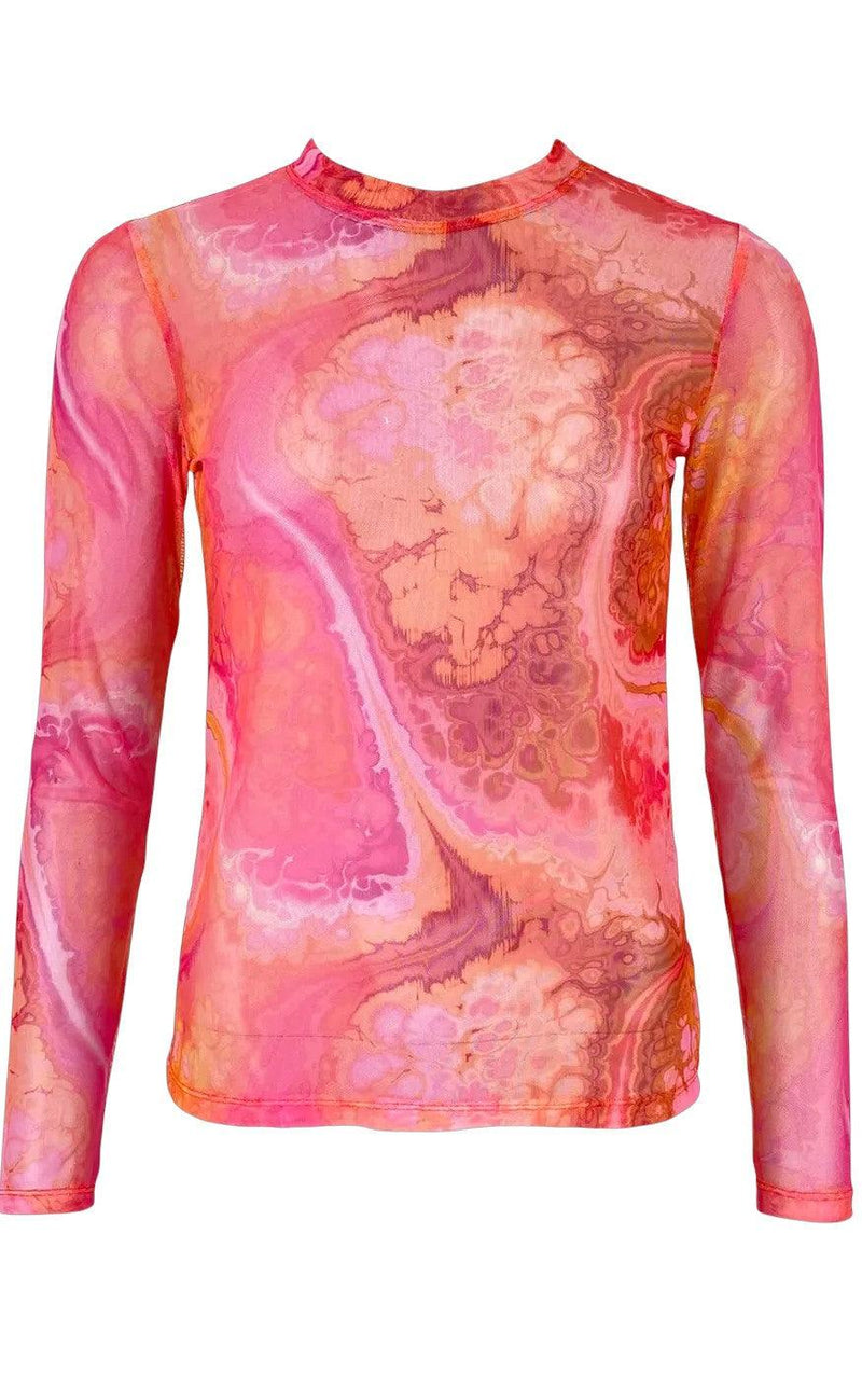 Black Colour Bluse - Florence Mesh - Pink Marble