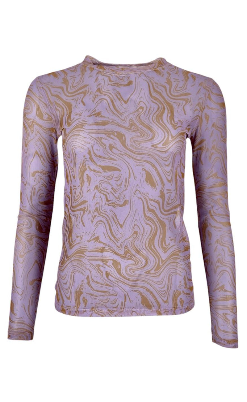 Black Colour Bluse - Florence Mesh - Purple Marble