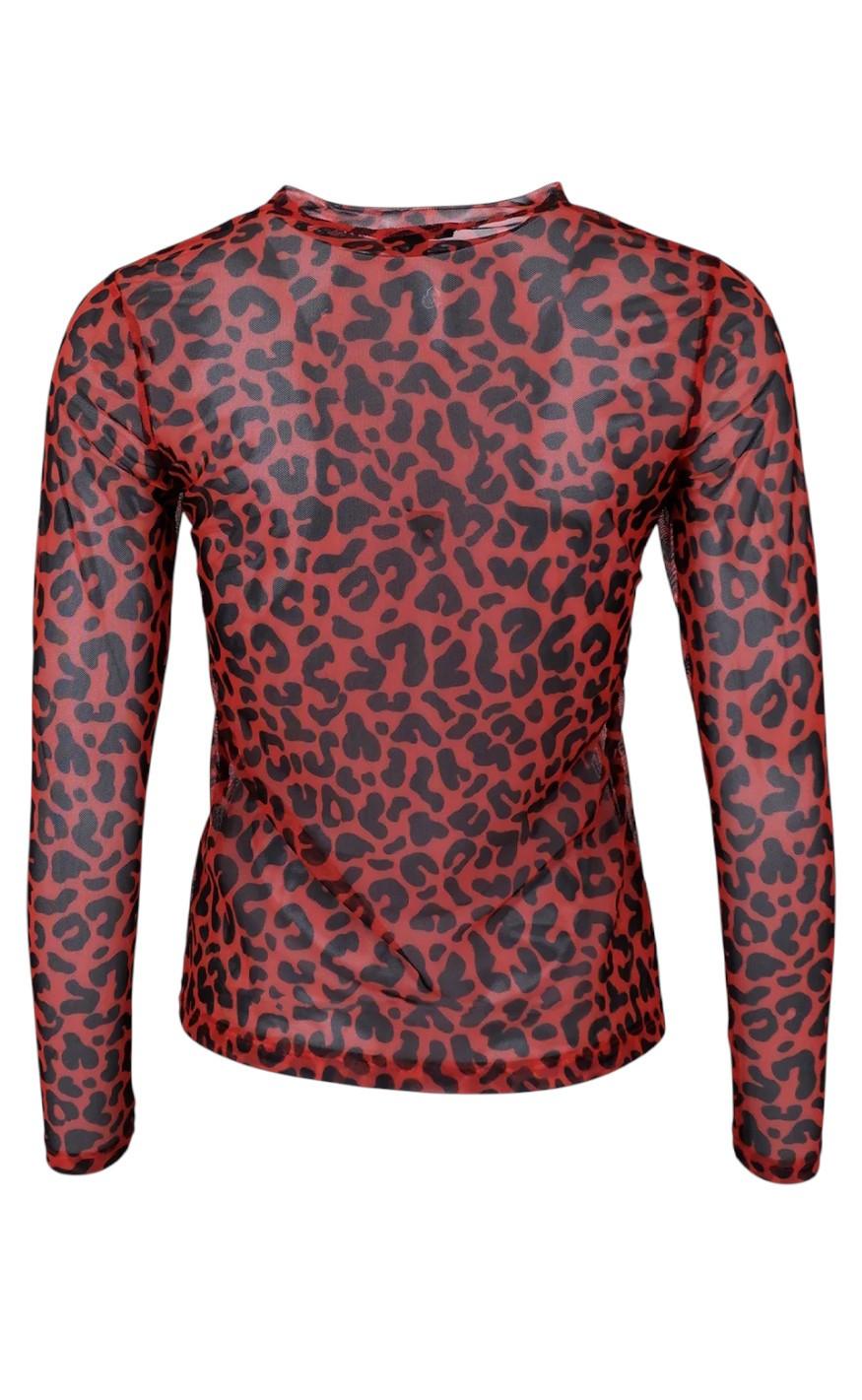 Black Colour Bluse - Florence Mesh - Red Leo