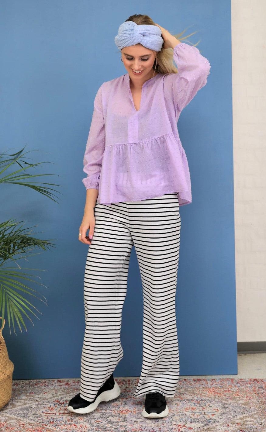 Black Colour Bluse - Frigg Cotton - Lavender