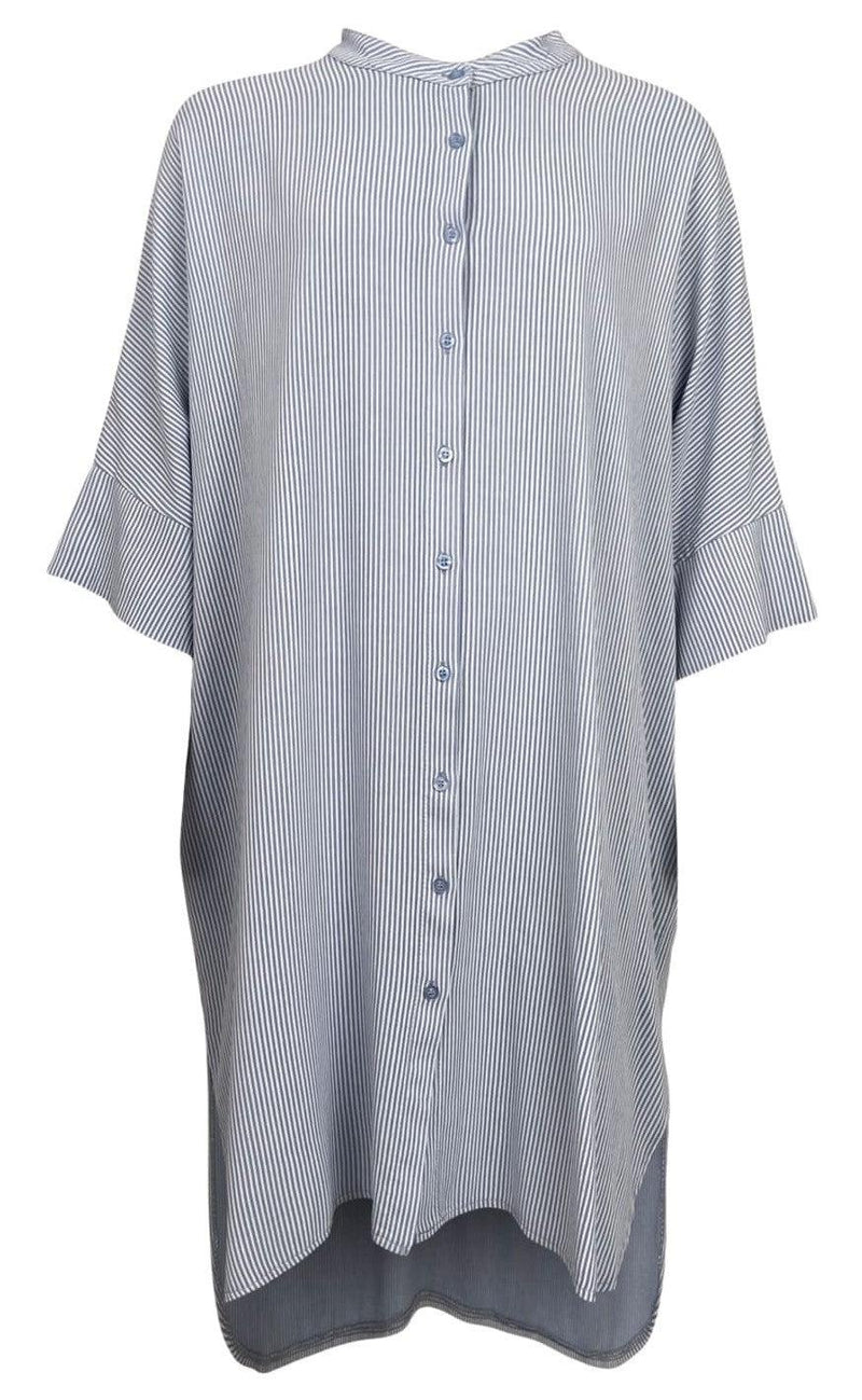 Black Colour Bluse - Isolde Oversized - Blue Striped