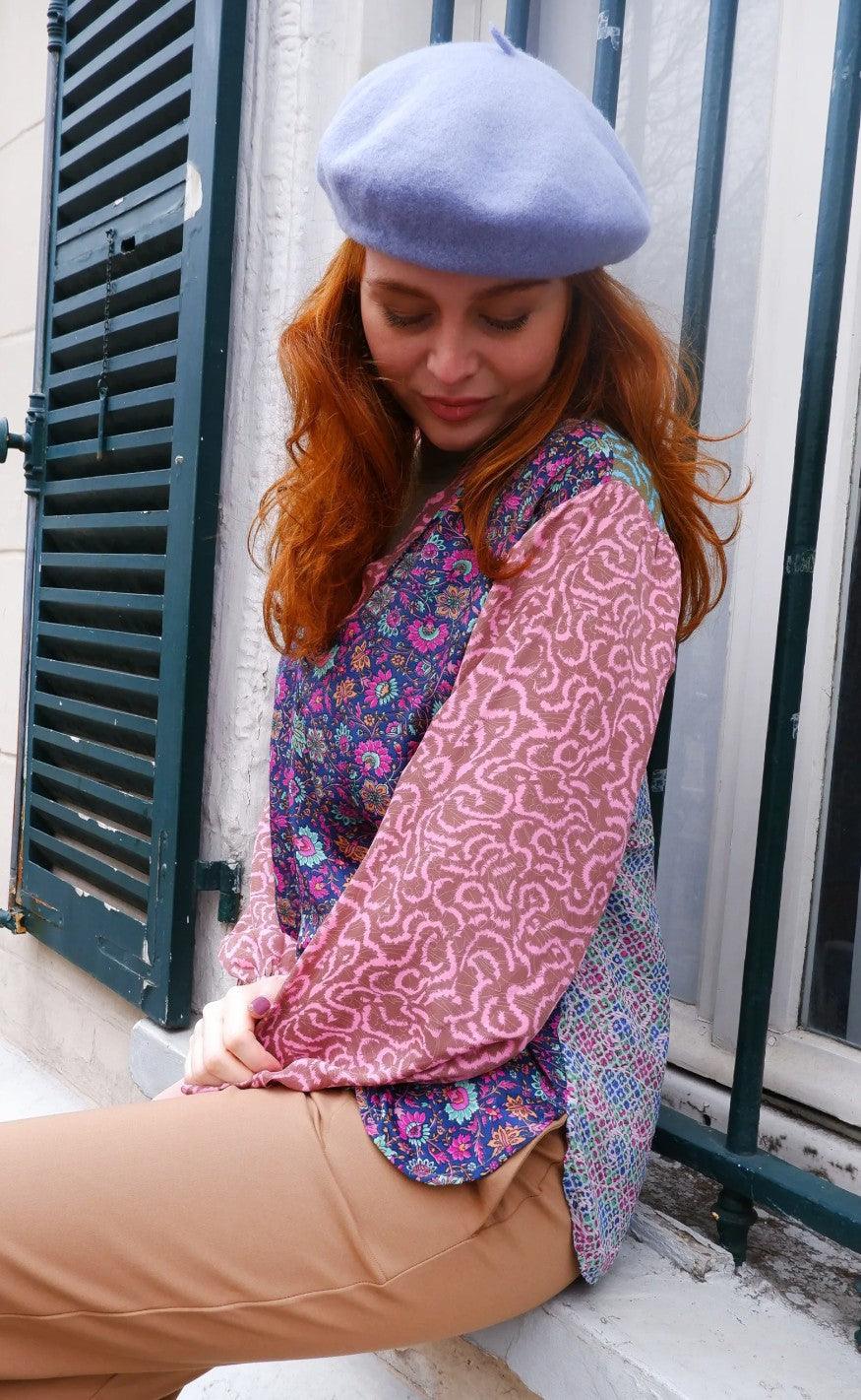 Black Colour Bluse - Luna Kaftan - Blue Mix
