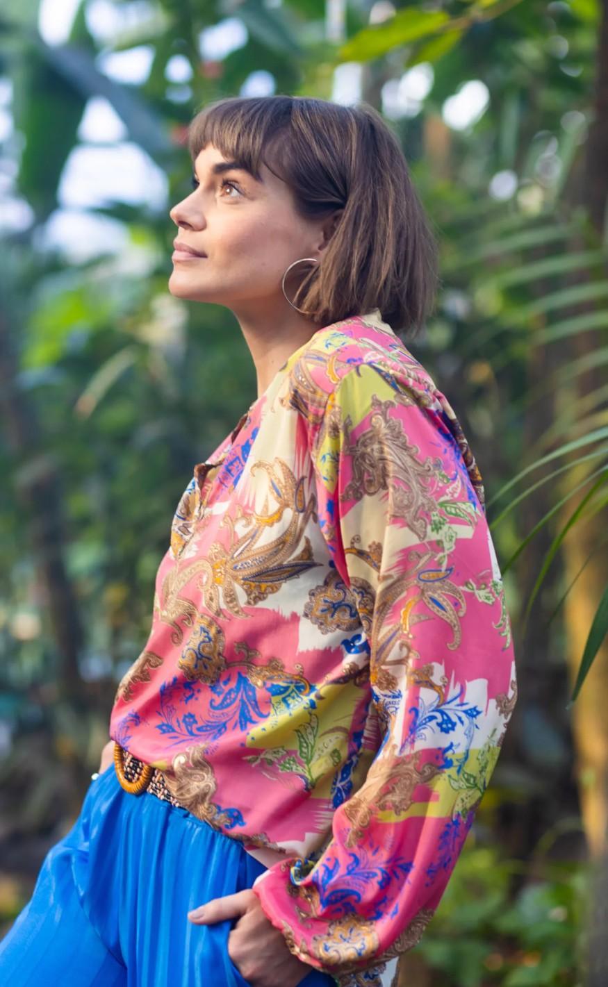 Black Colour Bluse - Luna Kaftan - Oriental Glaze