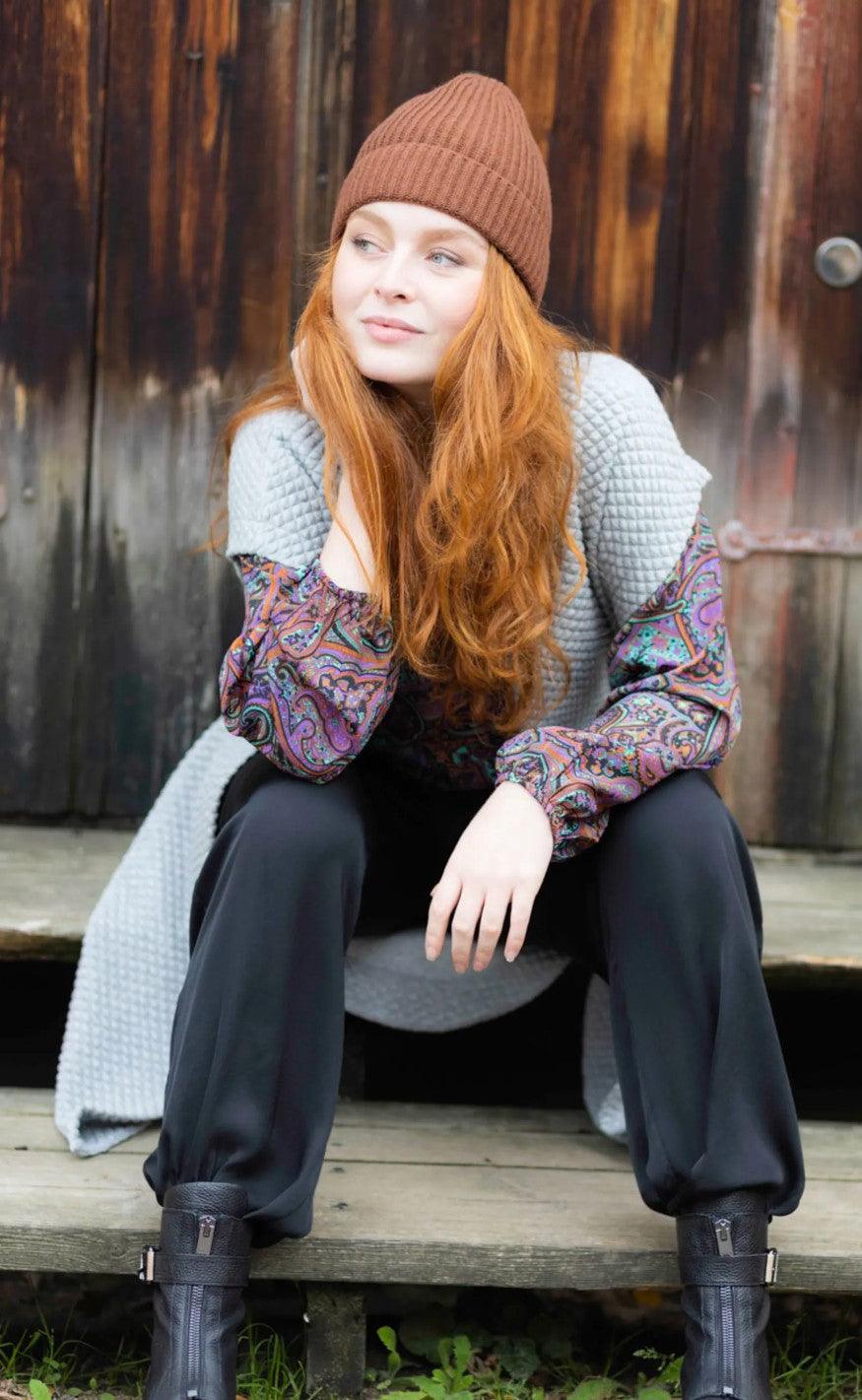 Black Colour Bluse - Luna Kaftan - Vibrant Amber