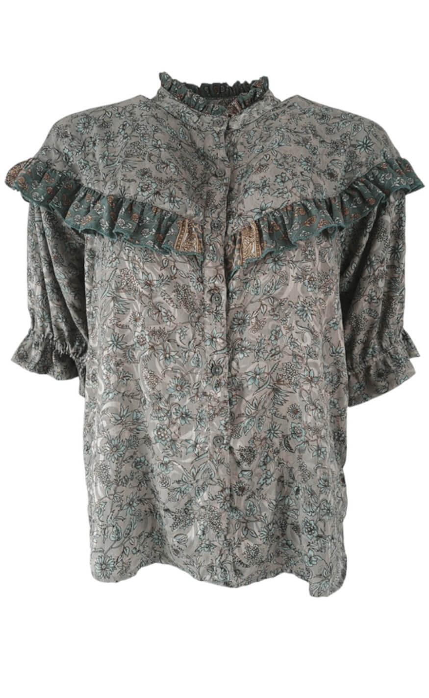 Black Colour Bluse - Luna Ruffle - Poetry Dove