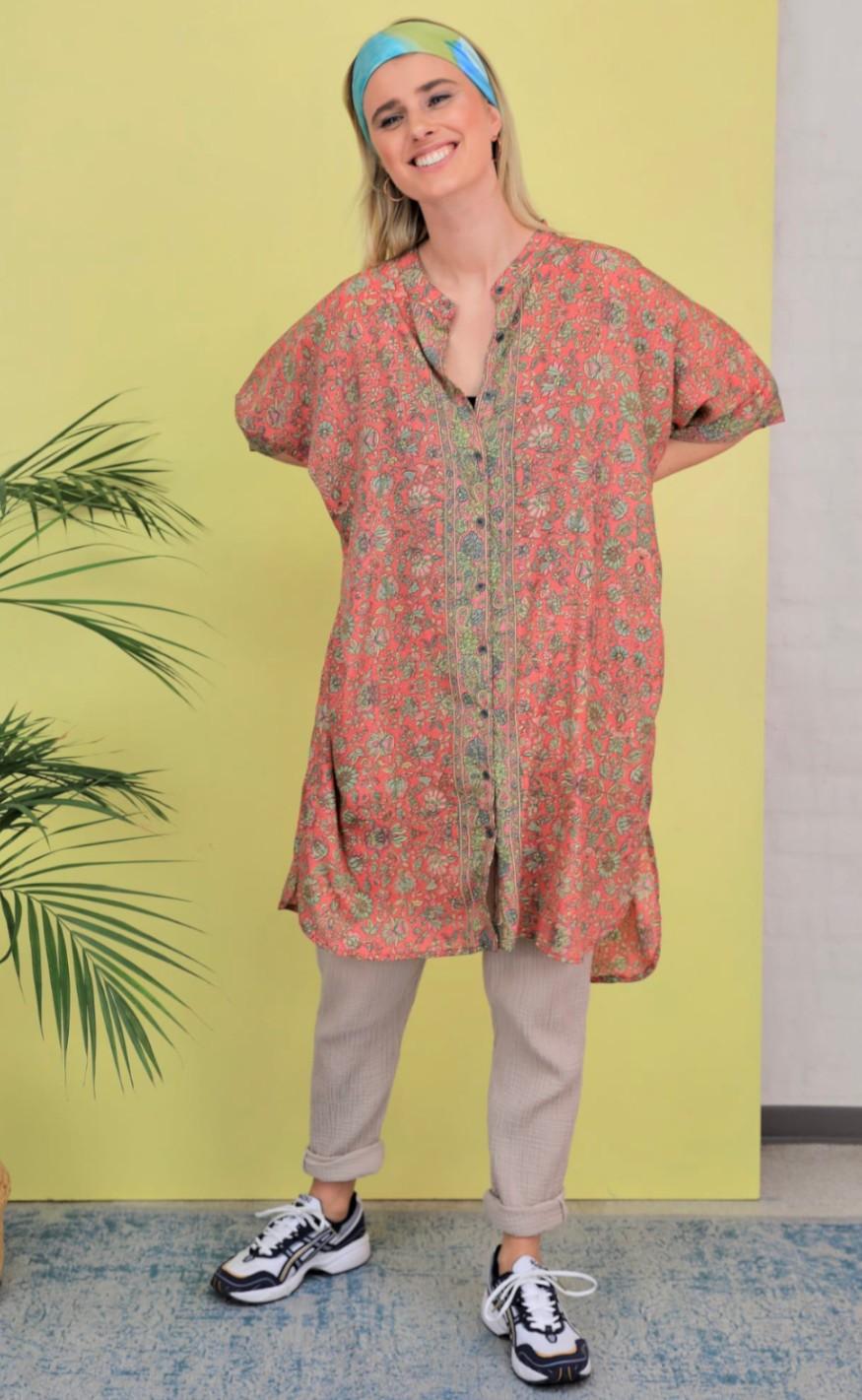 Black Colour Bluse - Luna Tunic - Pink Breeze