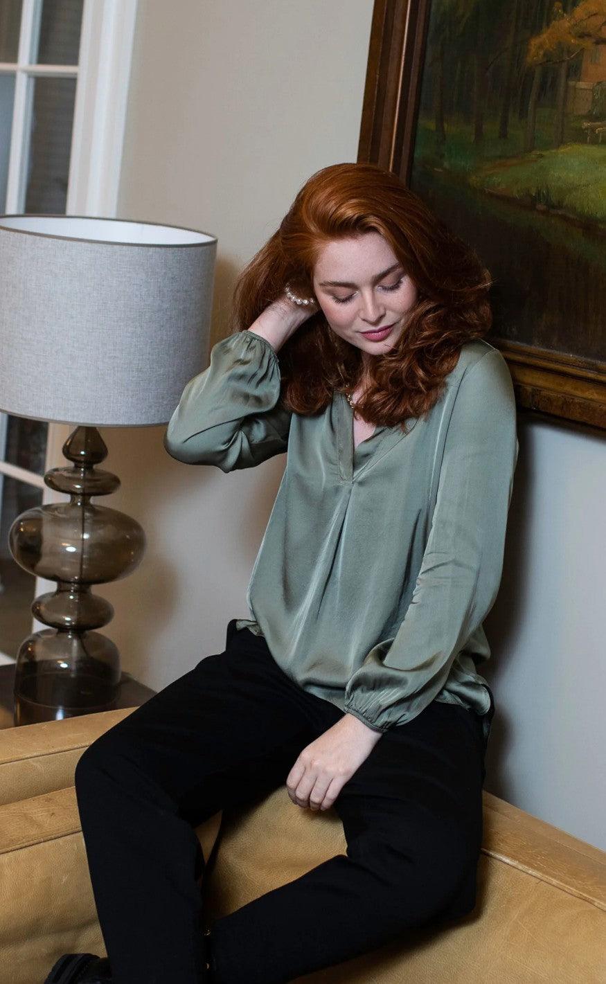 Black Colour Bluse - Vibella - Army