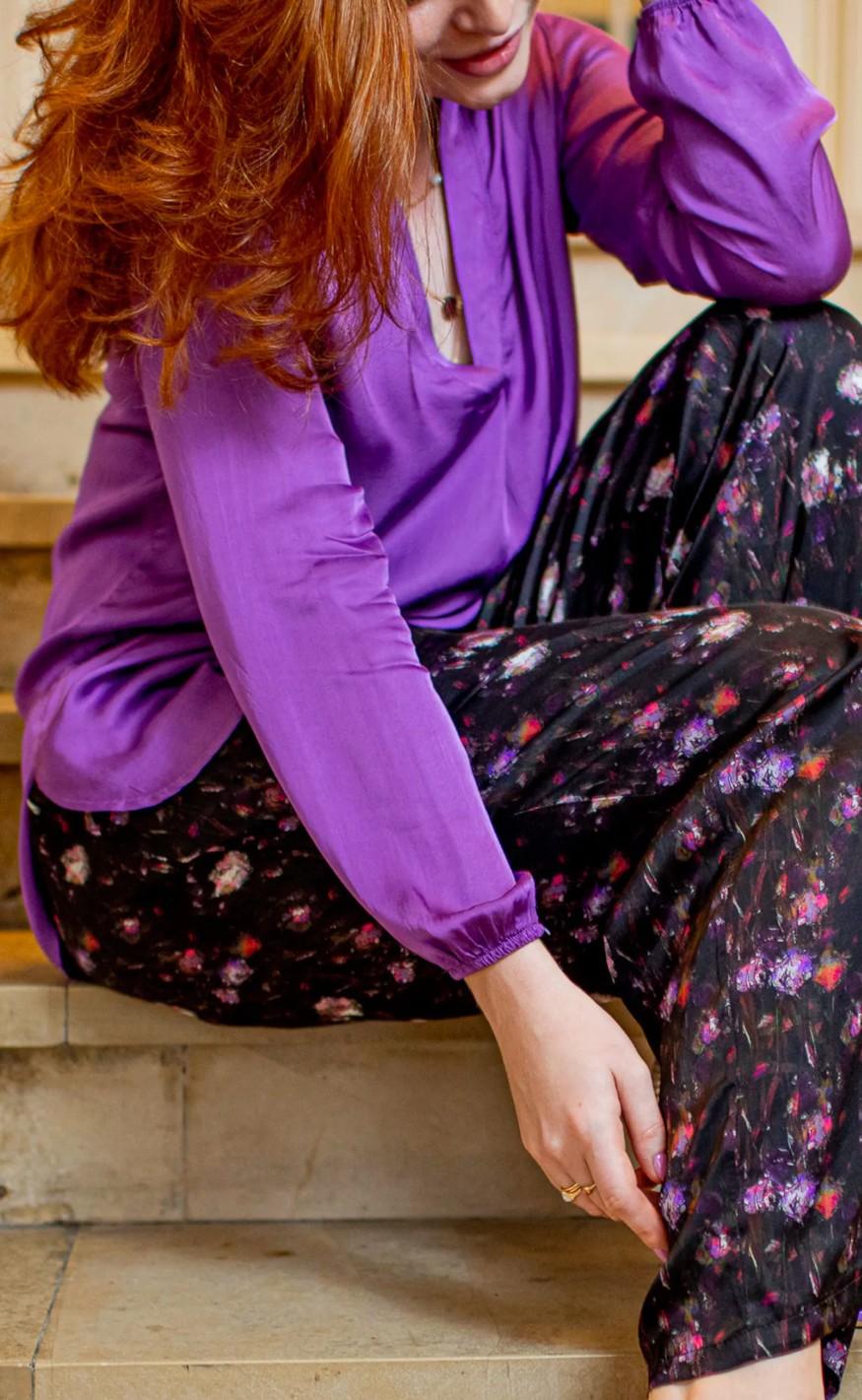 Black Colour Bluse - Vibella - Lavender
