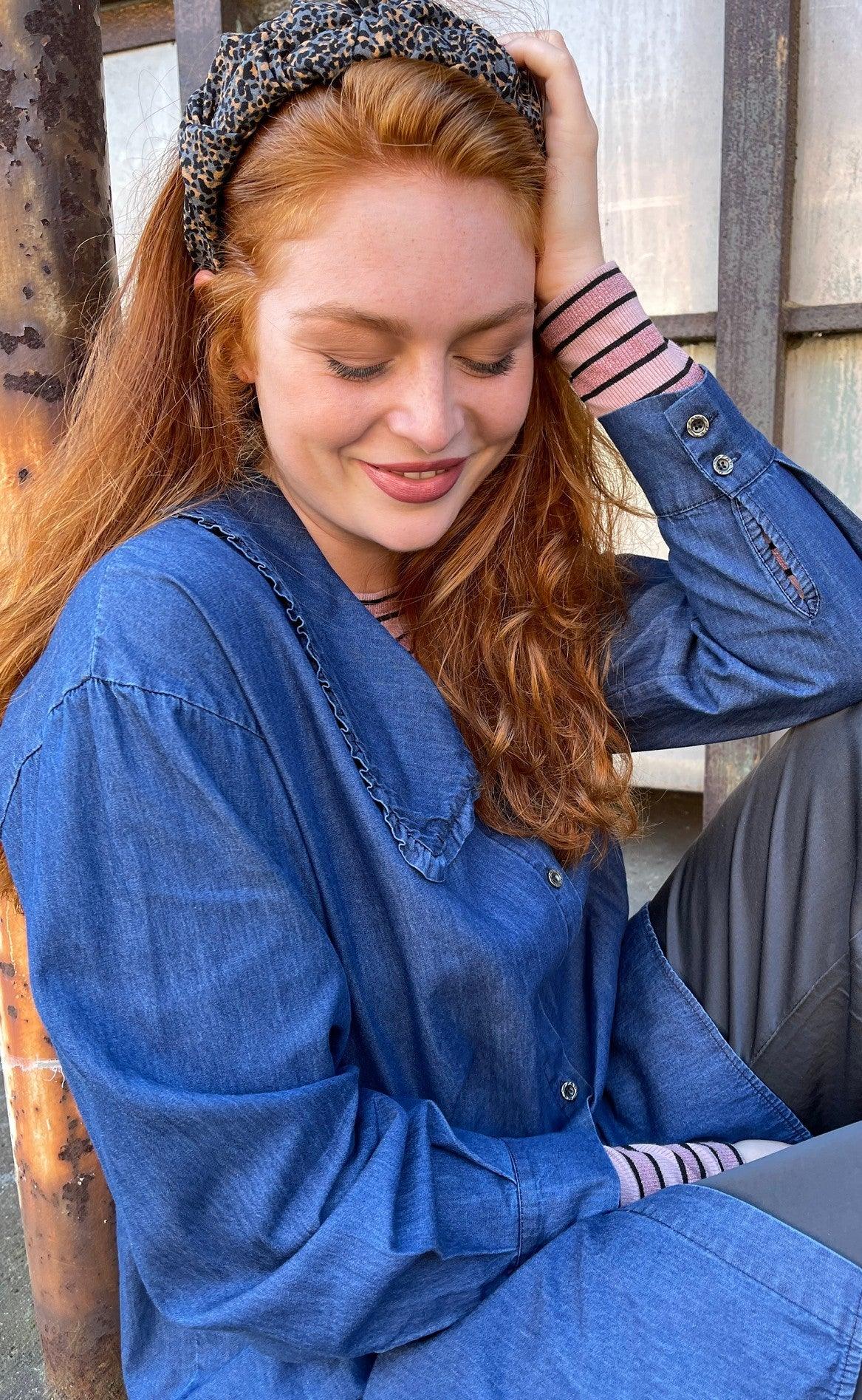 Black Colour Bluse - Virginia - Blue Denim