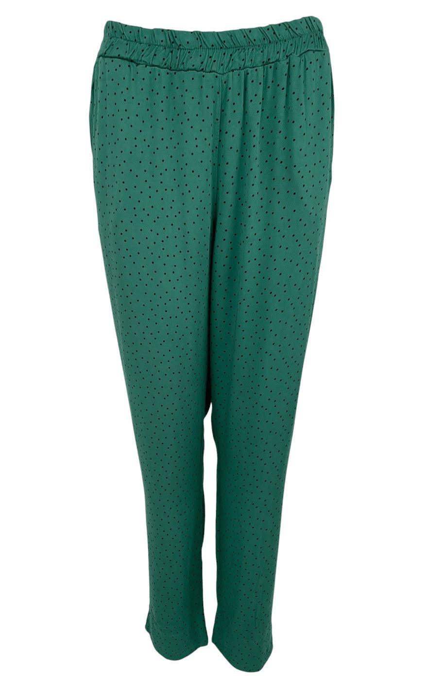 Black Colour Bukser - Bianca Dot - Green Dot