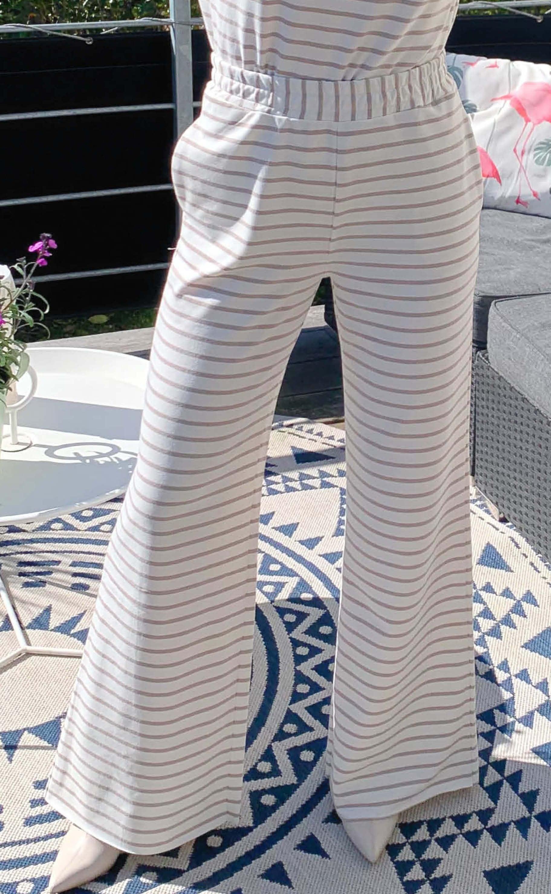 Black Colour Bukser - Jamie Diy - Beige Stripe
