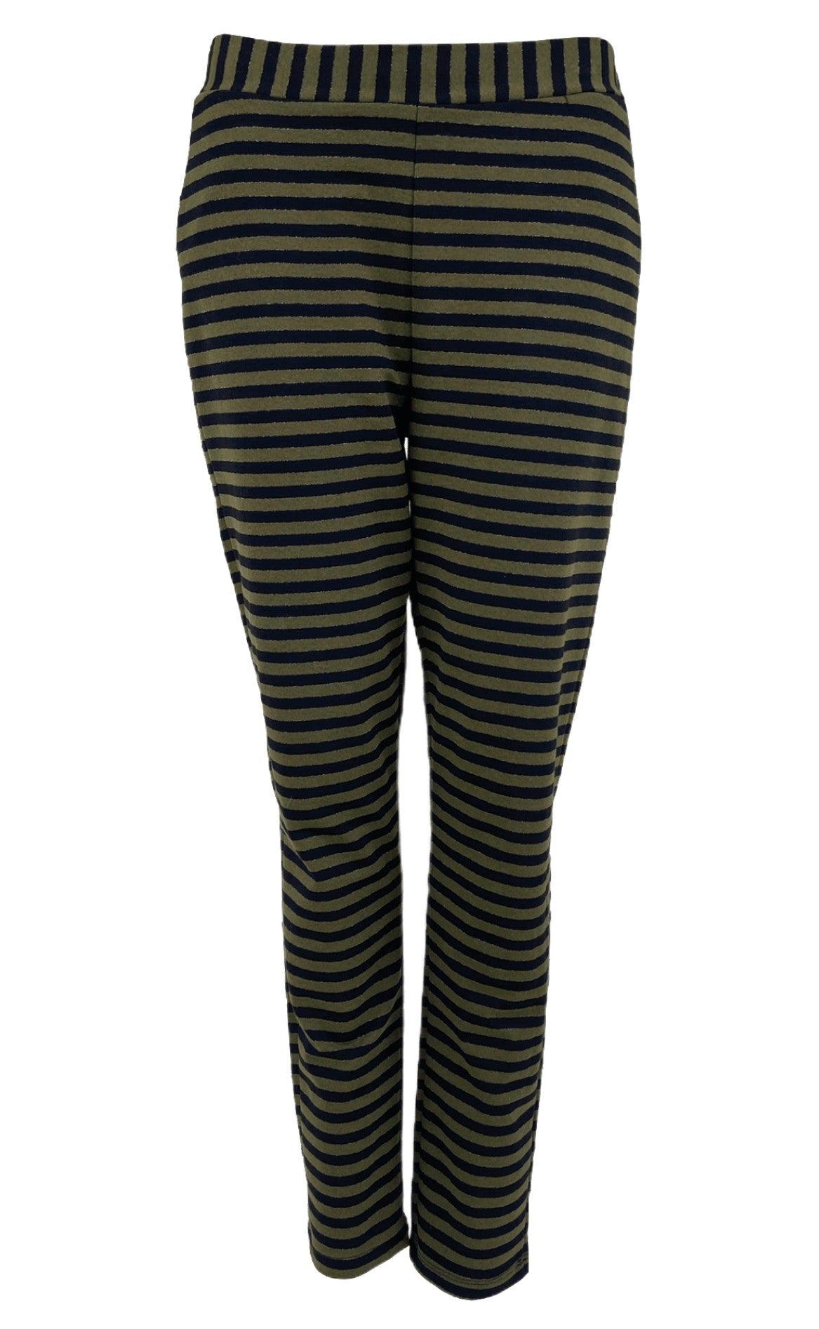 Black Colour Bukser - Jessa Striped - Army