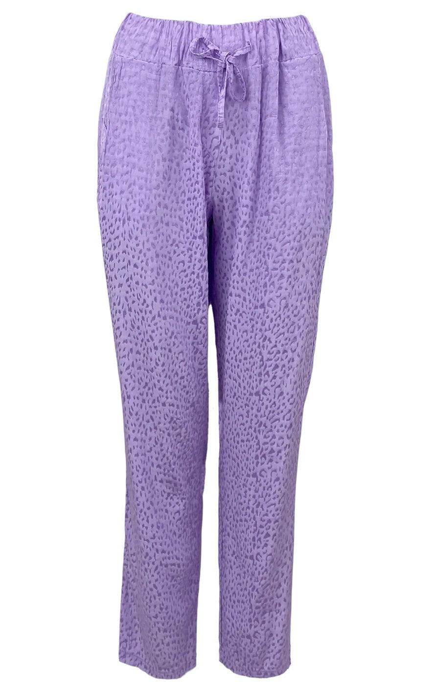 Black Colour Bukser - Leonora Satin - Lavender