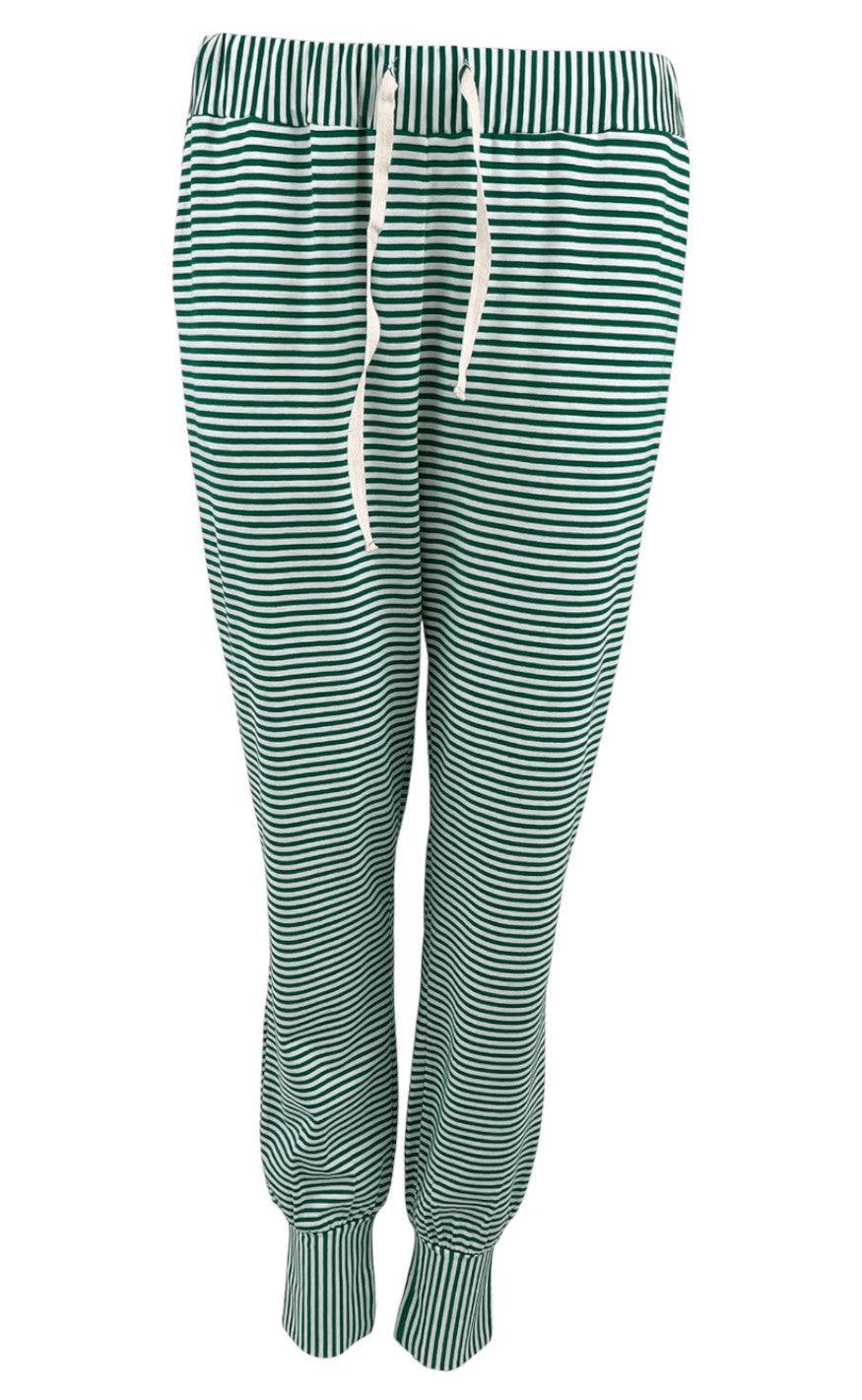 Black Colour Bukser - Polly Jersey Striped - Green