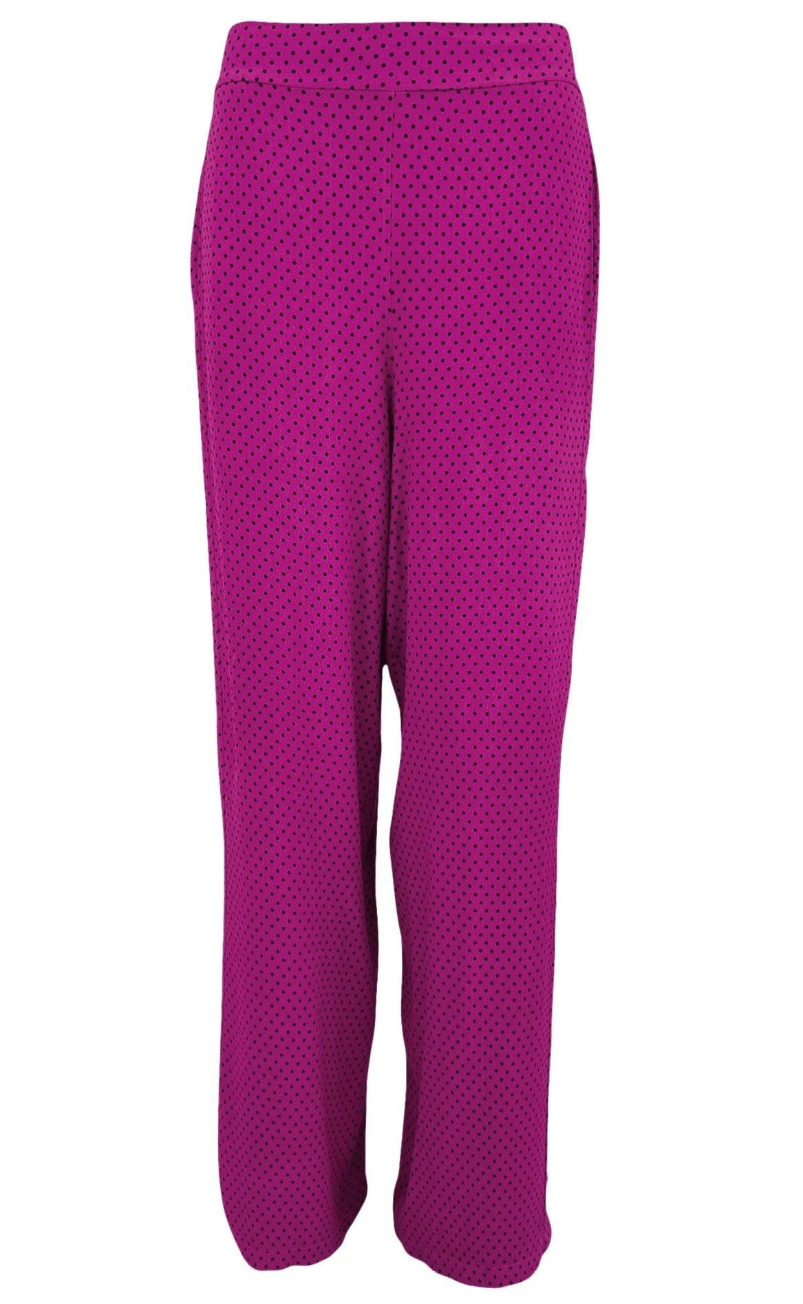 Black Colour Bukser - Sophy Dotted - Fuchsia