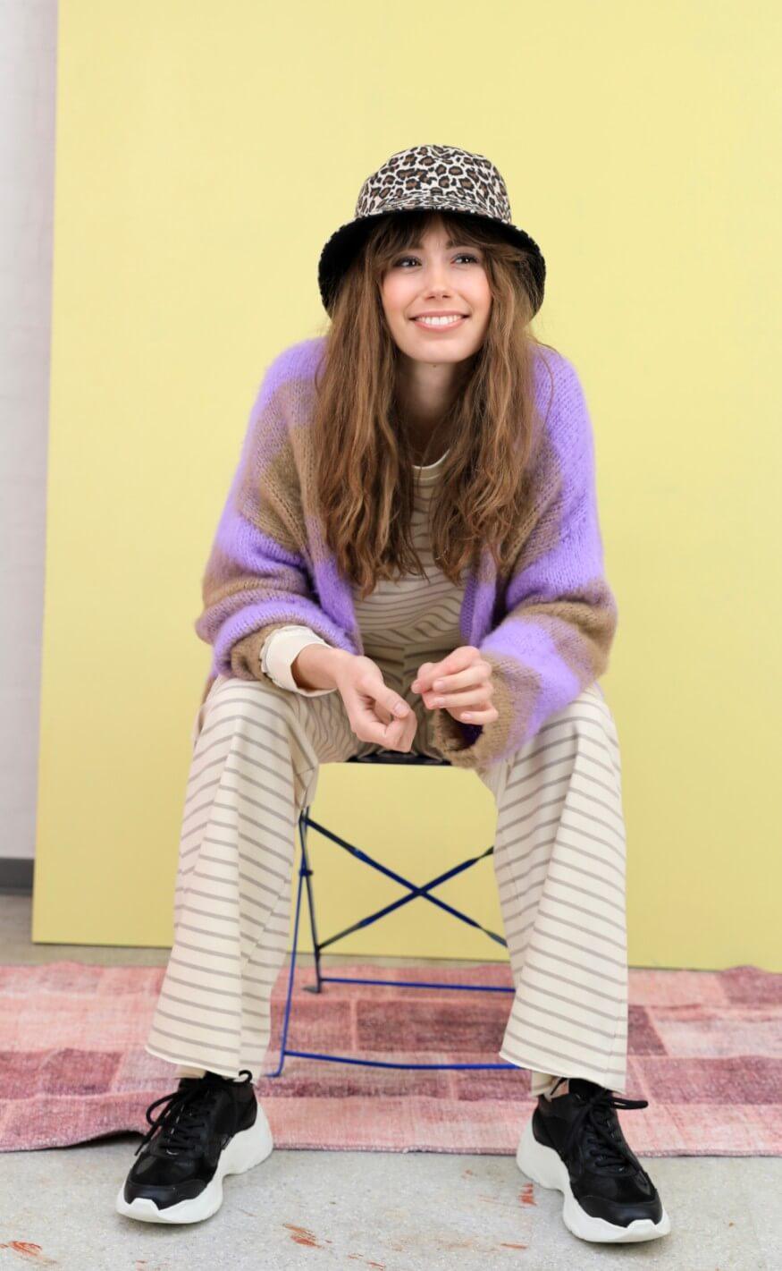 Black Colour Cardigan - Avery Brushed - Purple
