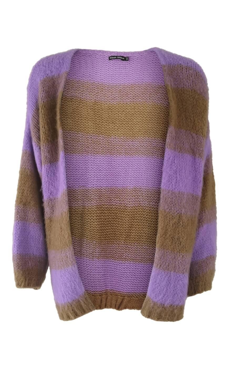 Black Colour Cardigan - Avery Brushed - Purple