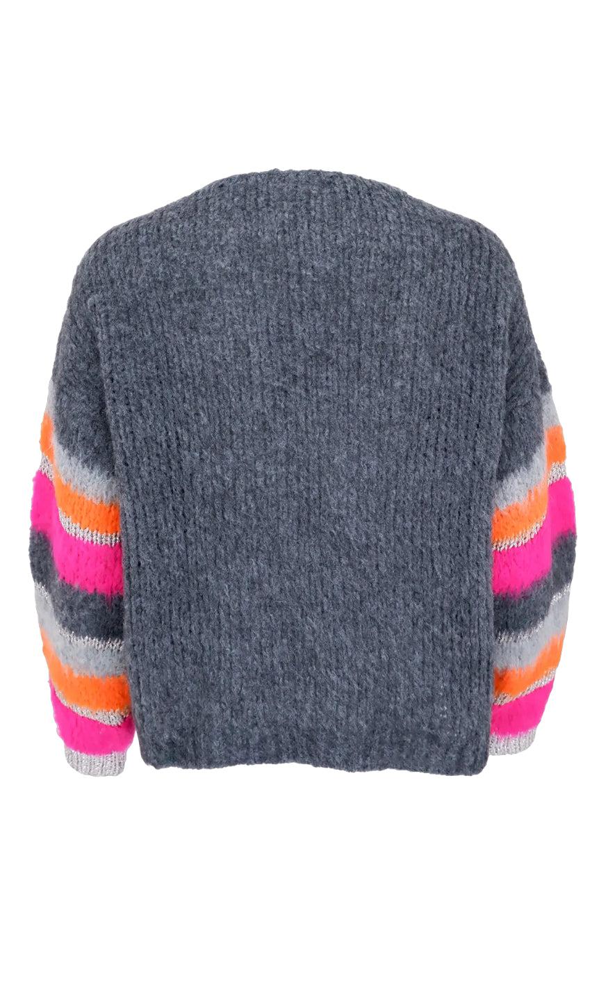 Black Colour Cardigan - Divine - Grey Neon