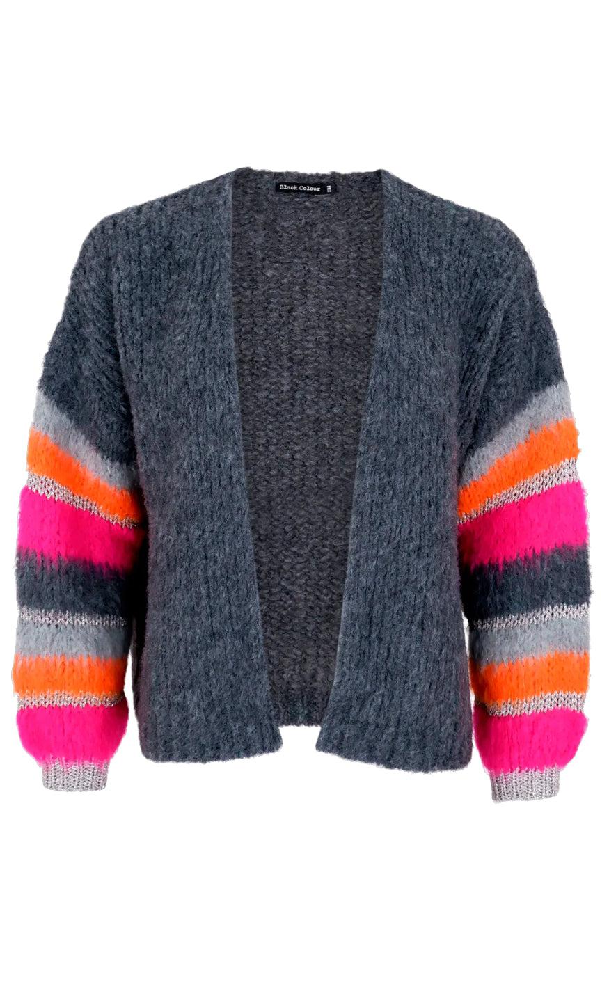 Black Colour Cardigan - Divine - Grey Neon