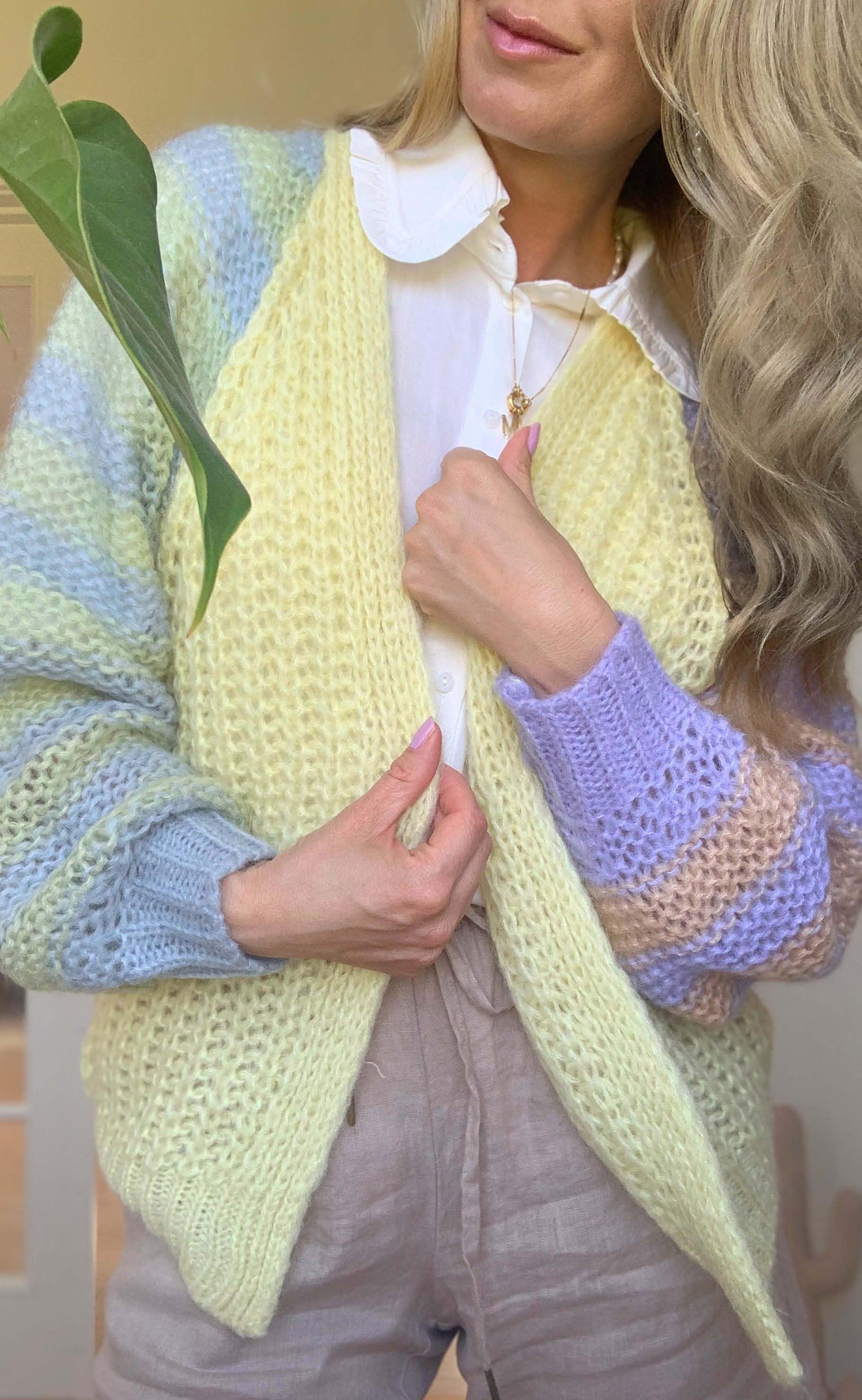 Black Colour Cardigan - Fallulah - Pastel Multi