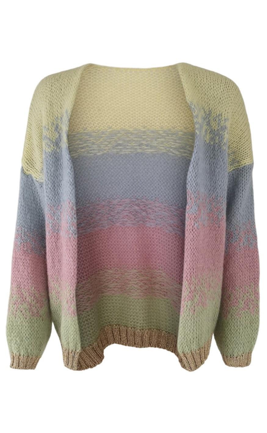 Black Colour Cardigan - Fancy Faded Pastel - Multi