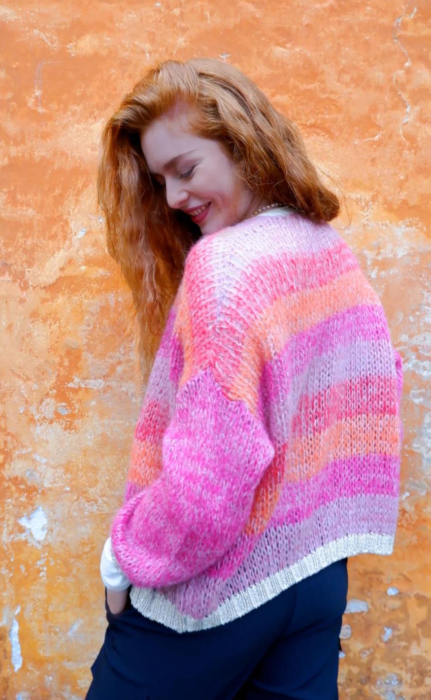 Black Colour Cardigan - Filuca - Pink