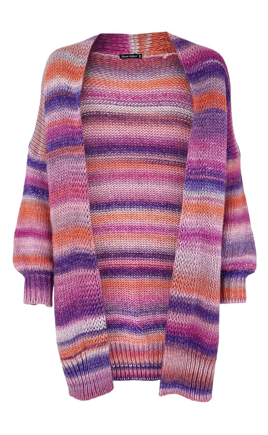 Black Colour Cardigan - Fiola - Multi pink