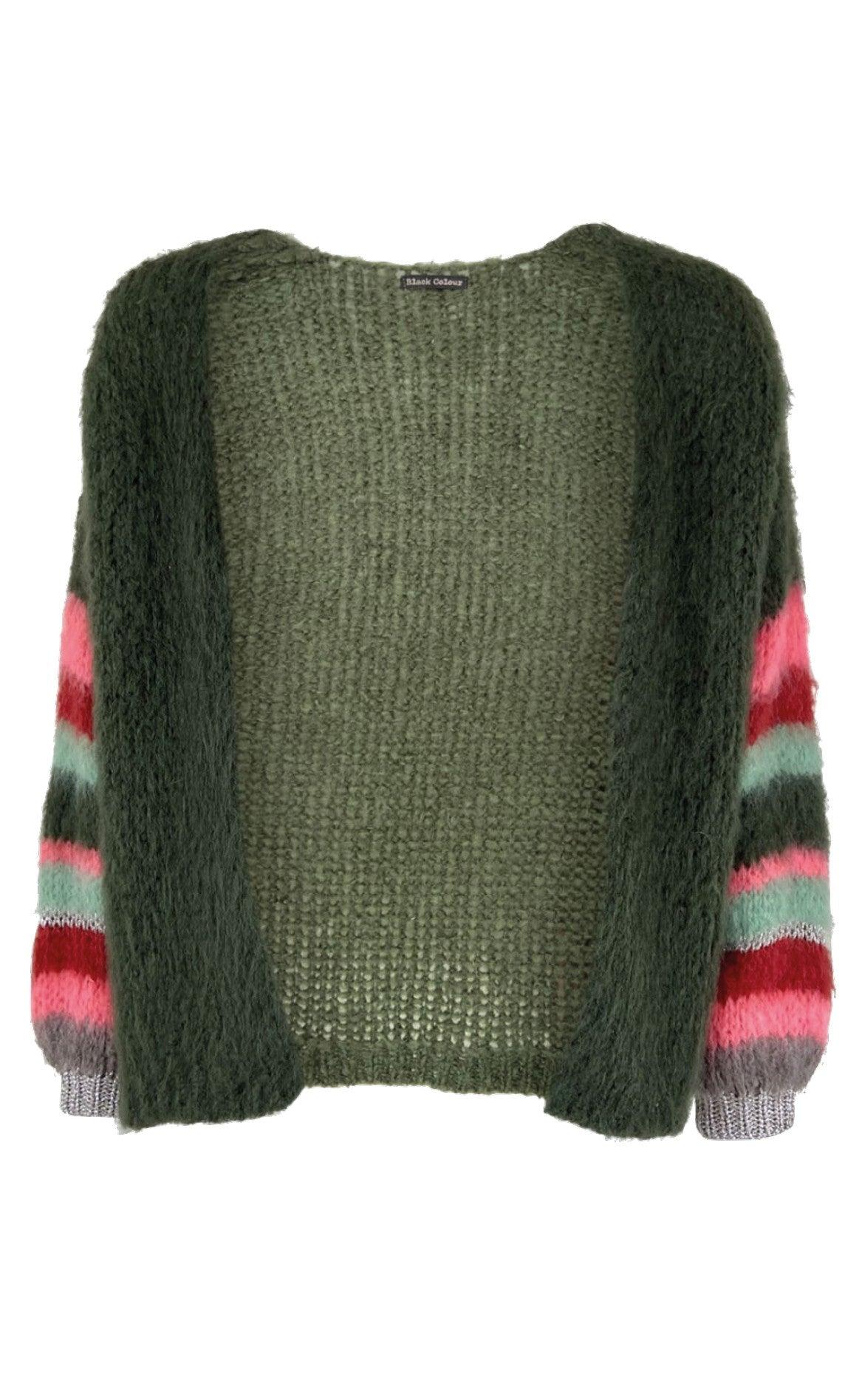 Black Colour Cardigan - Hera Brushed - Army