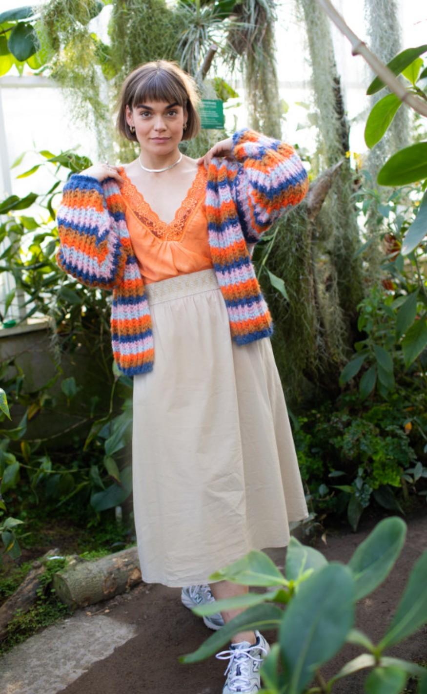 Black Colour Cardigan - Paco - Orange