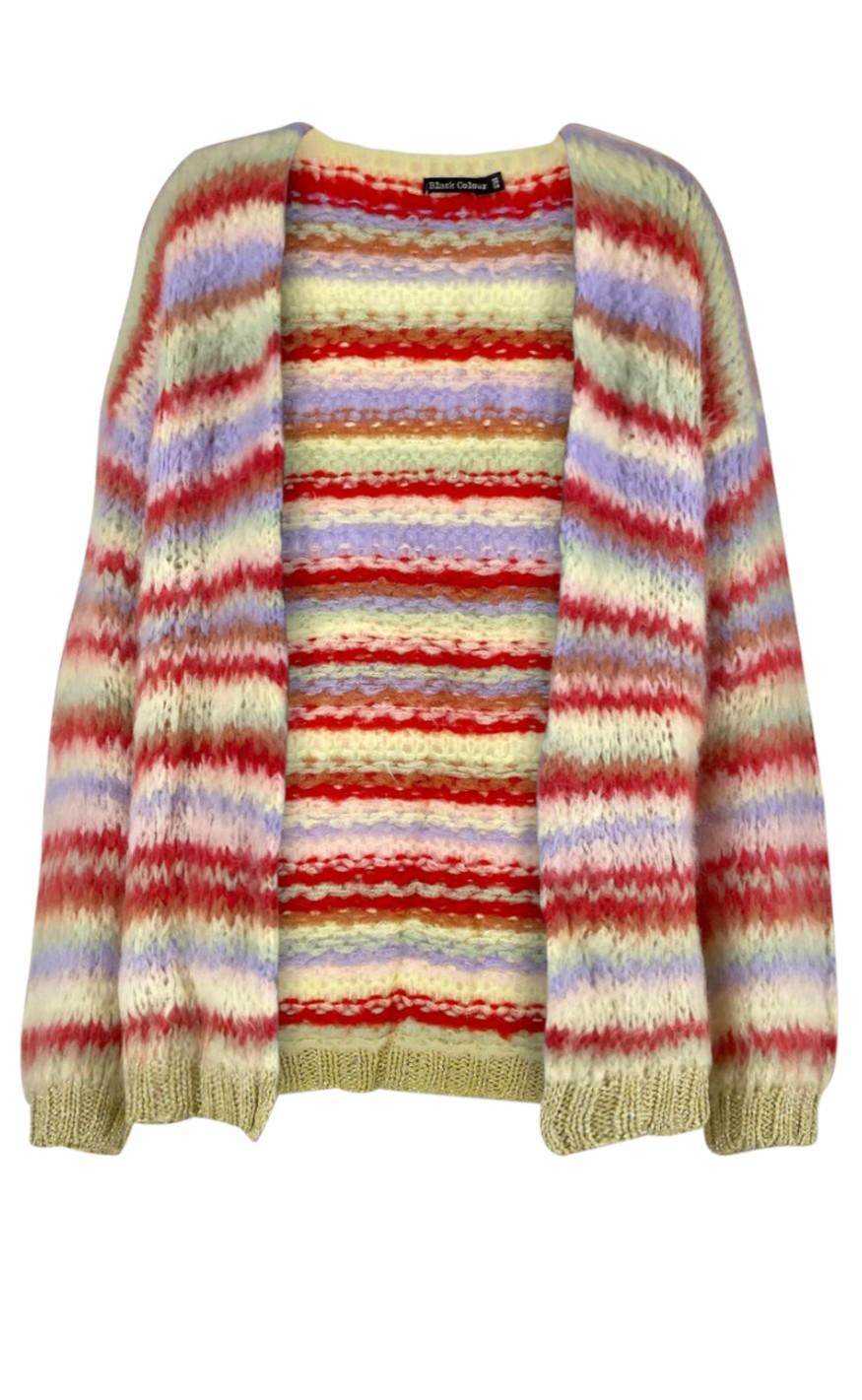 Black Colour Cardigan - TUULA striped - Pastel