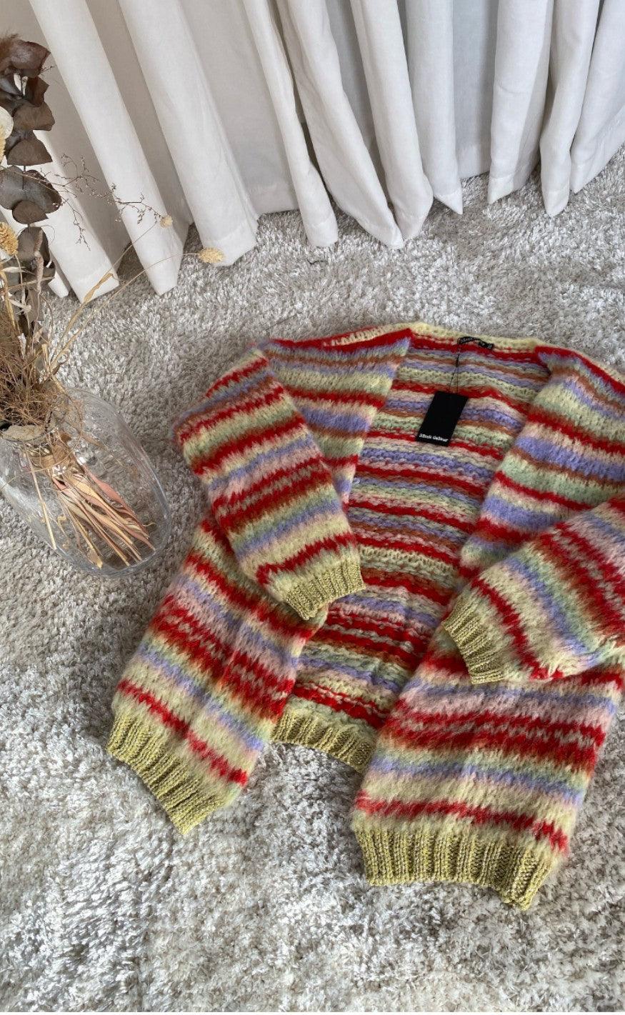 Black Colour Cardigan - TUULA striped - Pastel