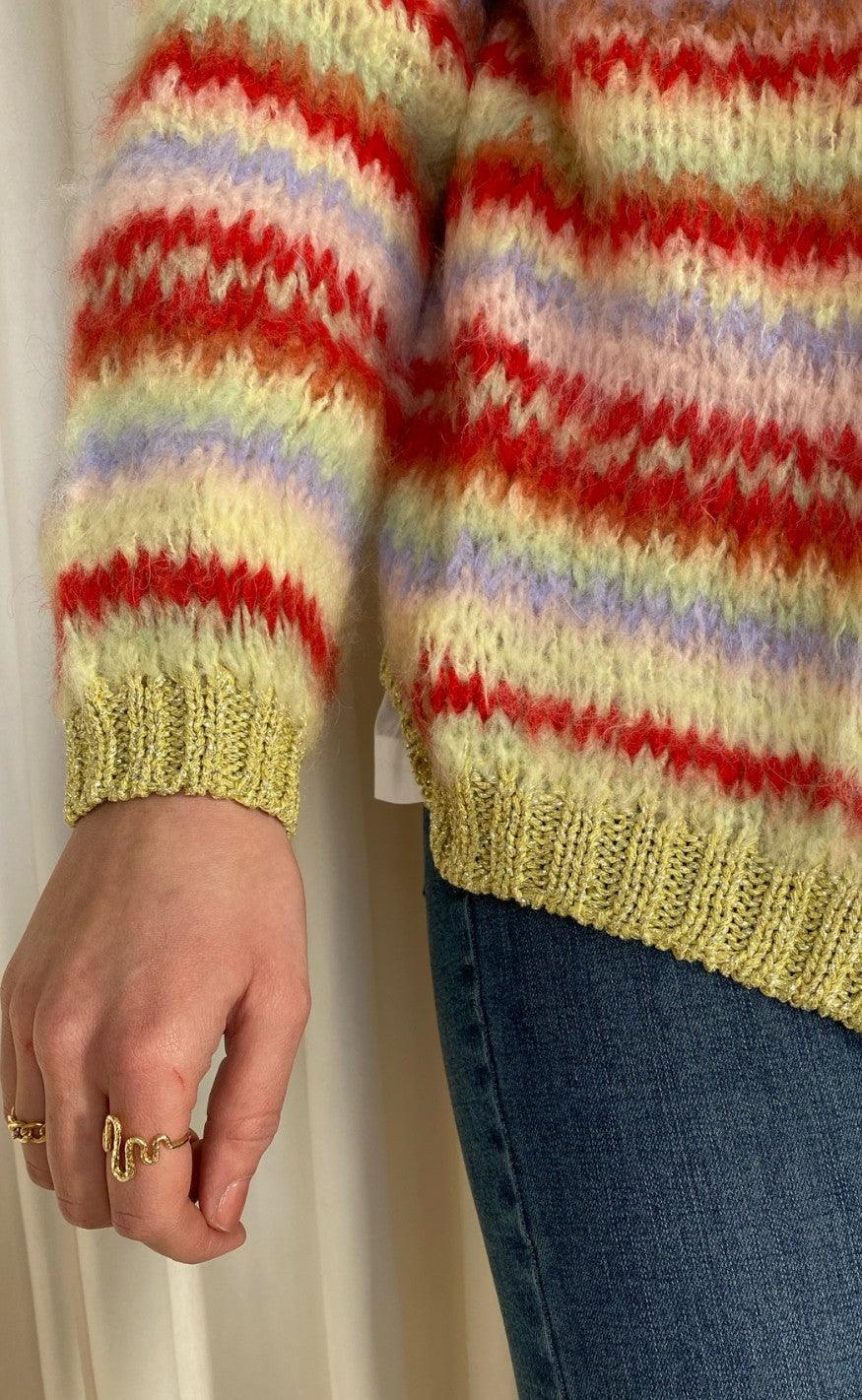 Black Colour Cardigan - TUULA striped - Pastel