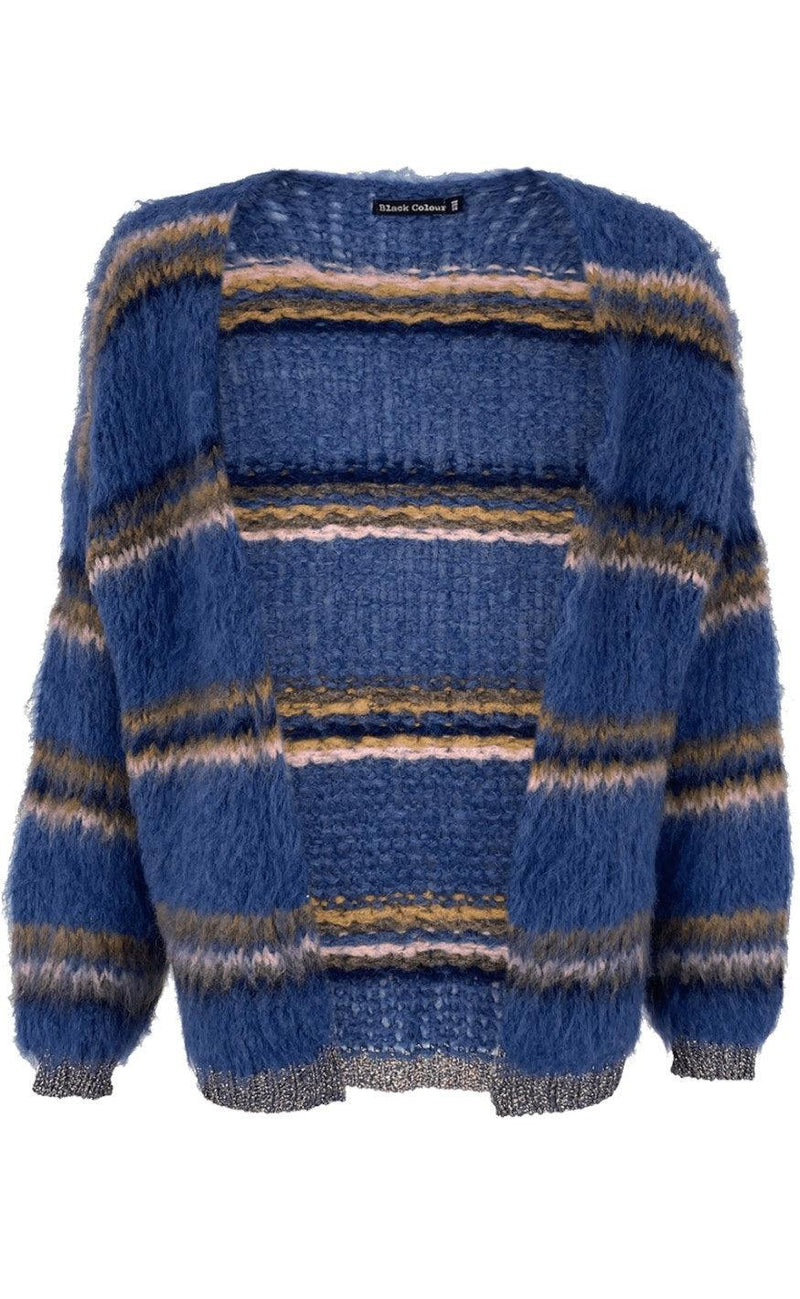 Black Colour Cardigan - Tailor Brushed - Blue