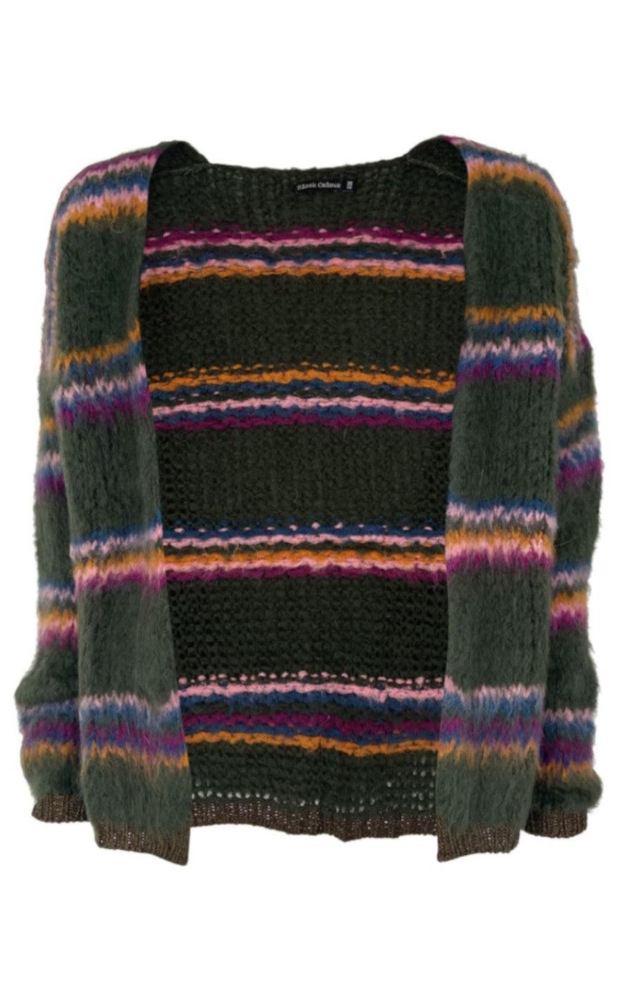 Black Colour Cardigan - Tailor Brushed - Coffee