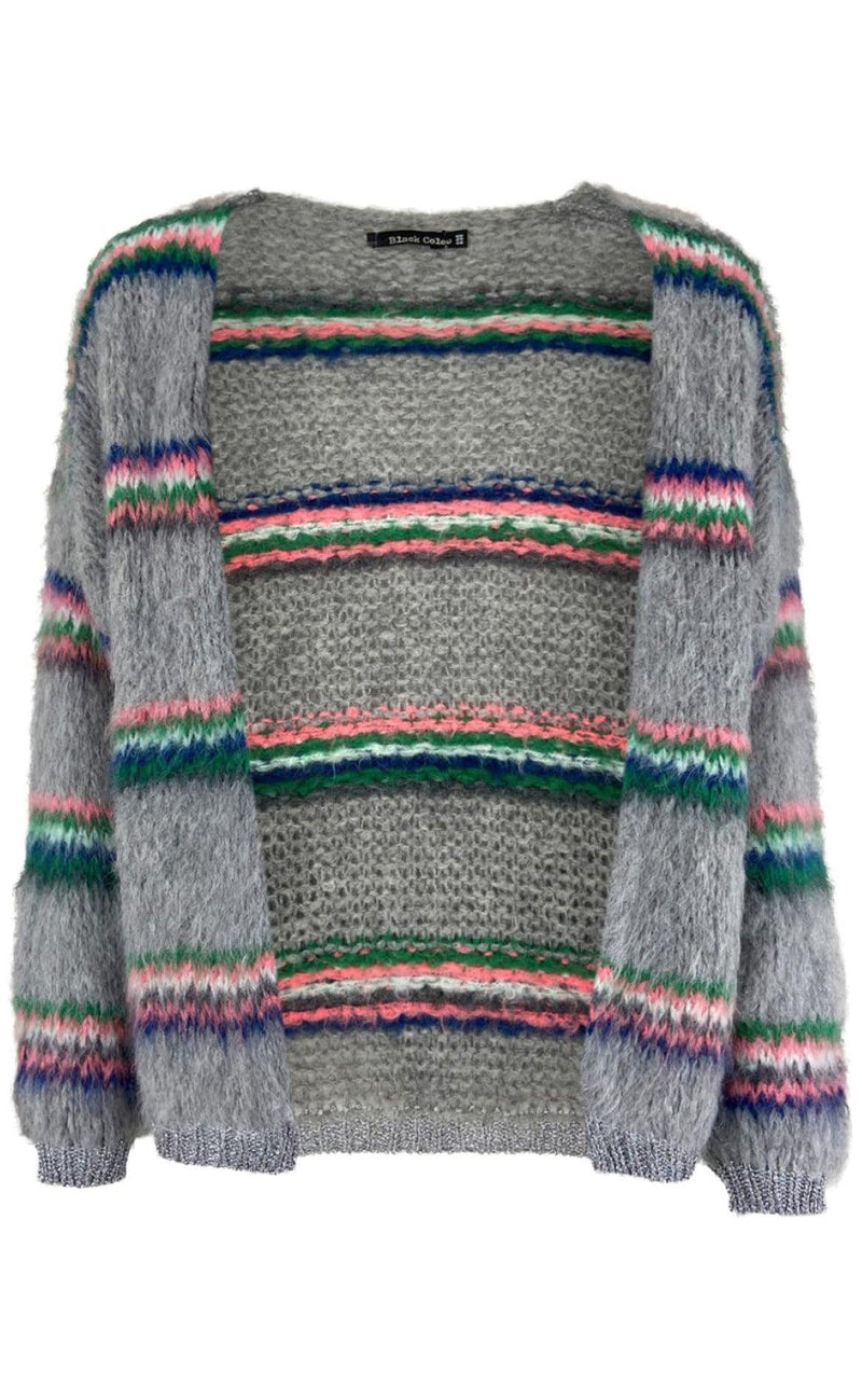 Black Colour Cardigan - Tailor Brushed - Lt. Grey